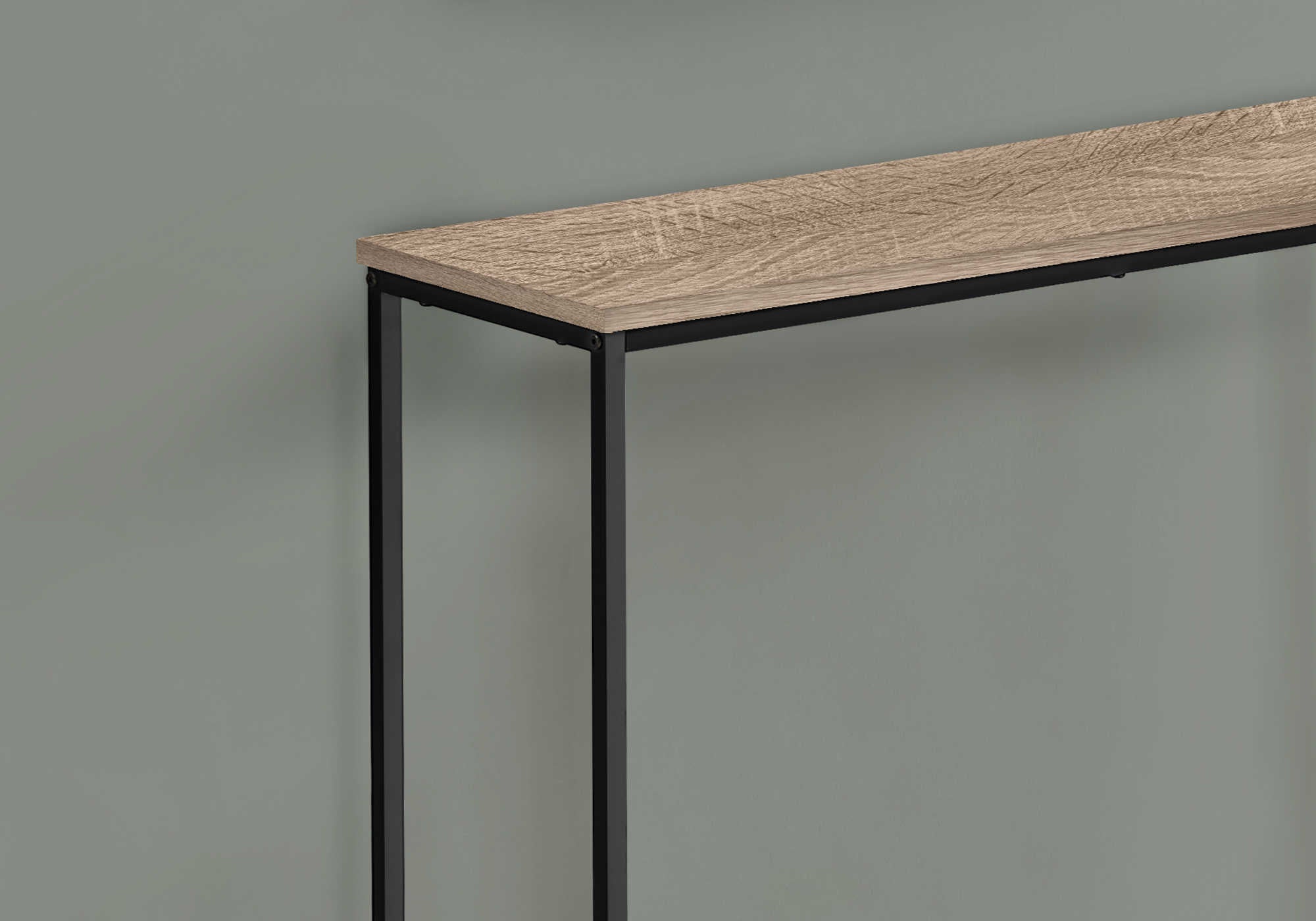 TABLE D'APPOINT - 32"L / TAUPE FONCE / CONSOLE METAL NOIR ( Meuble Mtl ) 