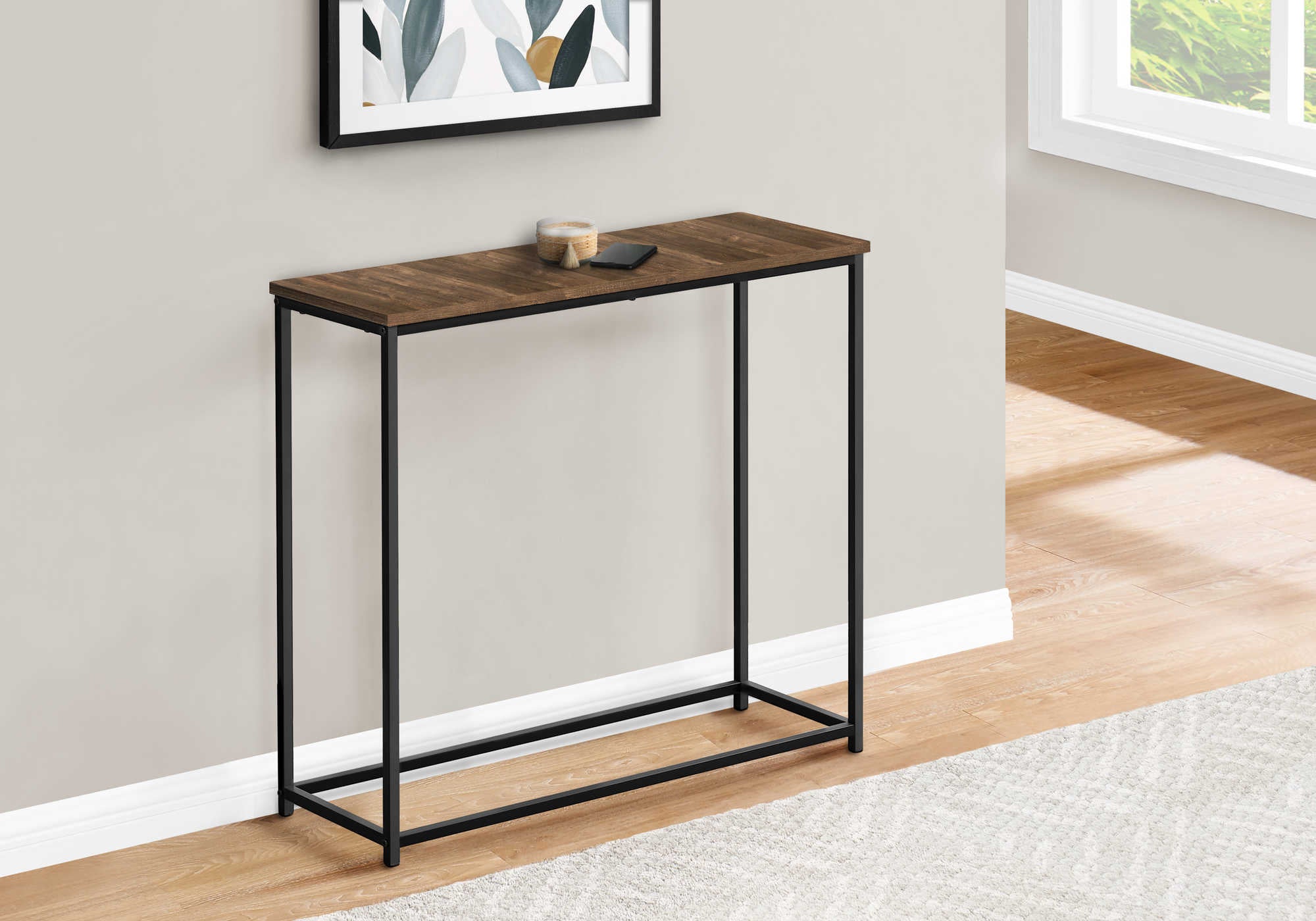 TABLE D'APPOINT - 32"L / RÉCUPÉRATION BRUN / CONSOLE NOIRE ( Meuble Mtl ) 