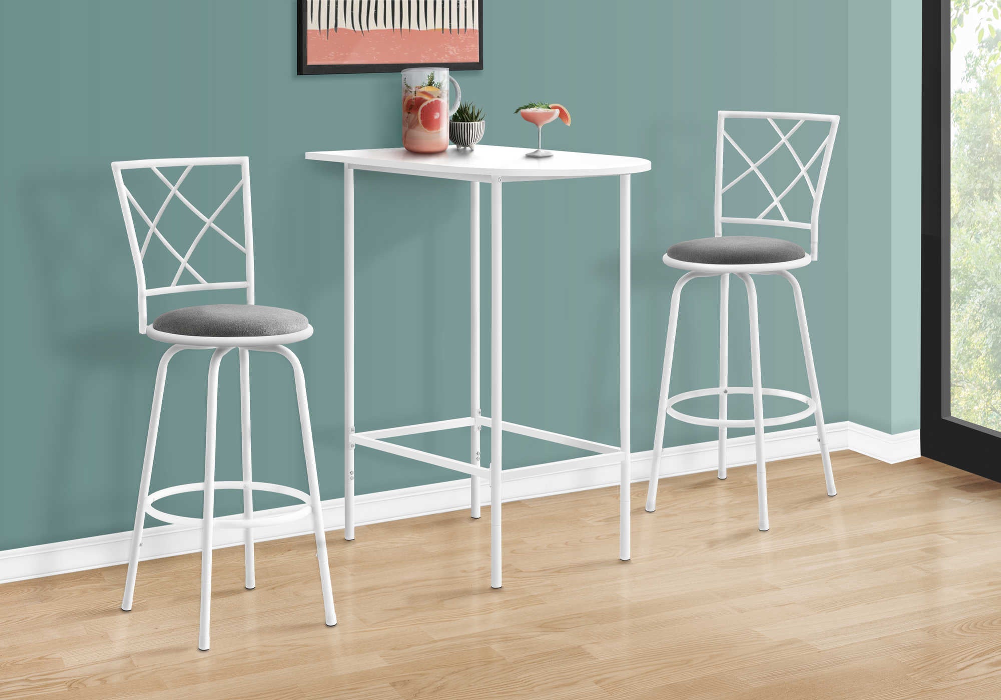 BAR MAISON - 24"X 36" / DESSUS BLANC ET GAIN D'ESPACE EN MÉTAL ( Meuble Mtl )