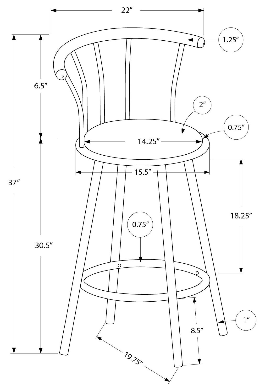 TABOURET DE BAR - 2PCS / 36"H / PIVOTANT / MÉTAL BLANC