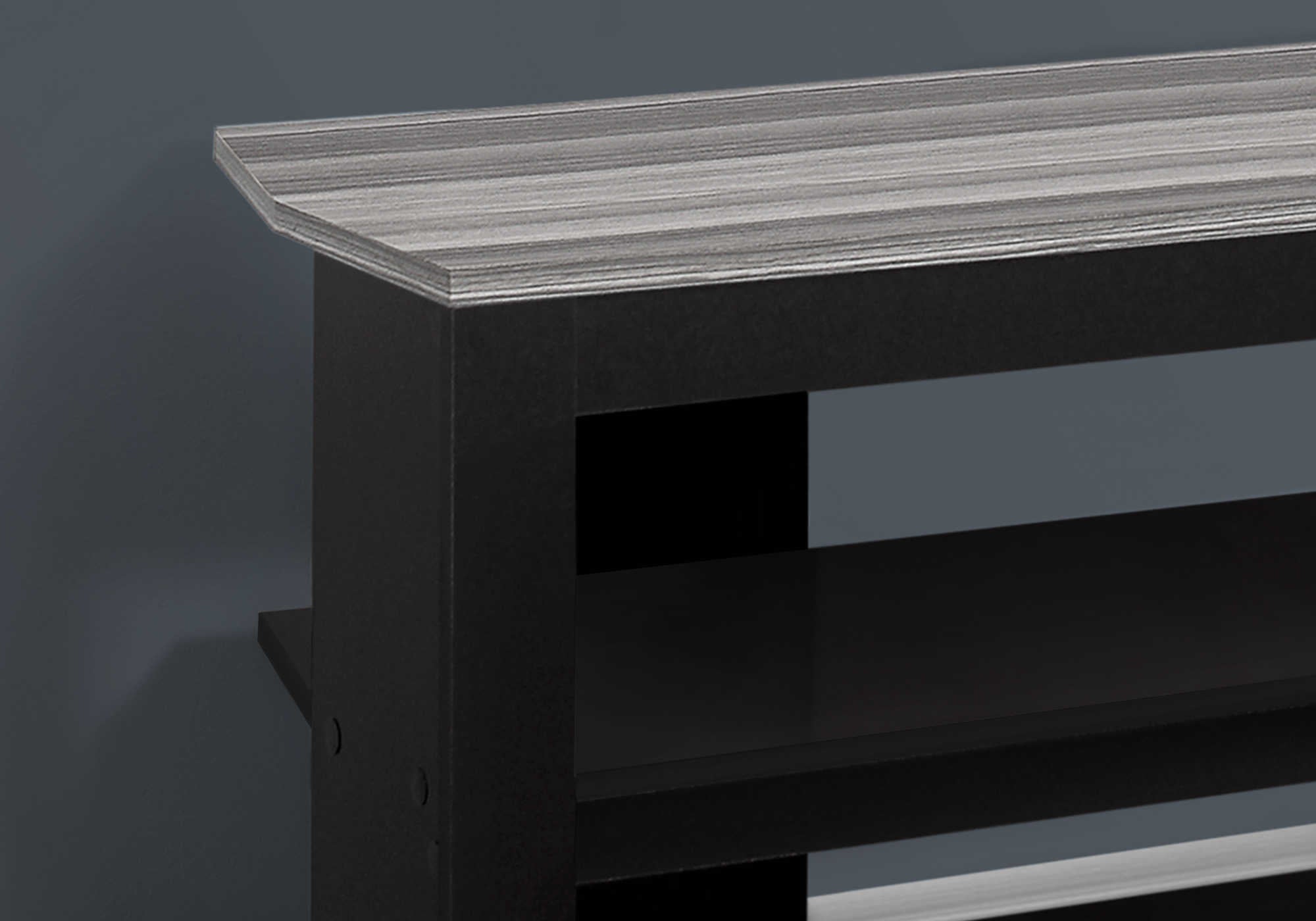 MEUBLE TV - 42"L / NOIR / COIN SUPÉRIEUR GRIS ( Meuble Mtl )