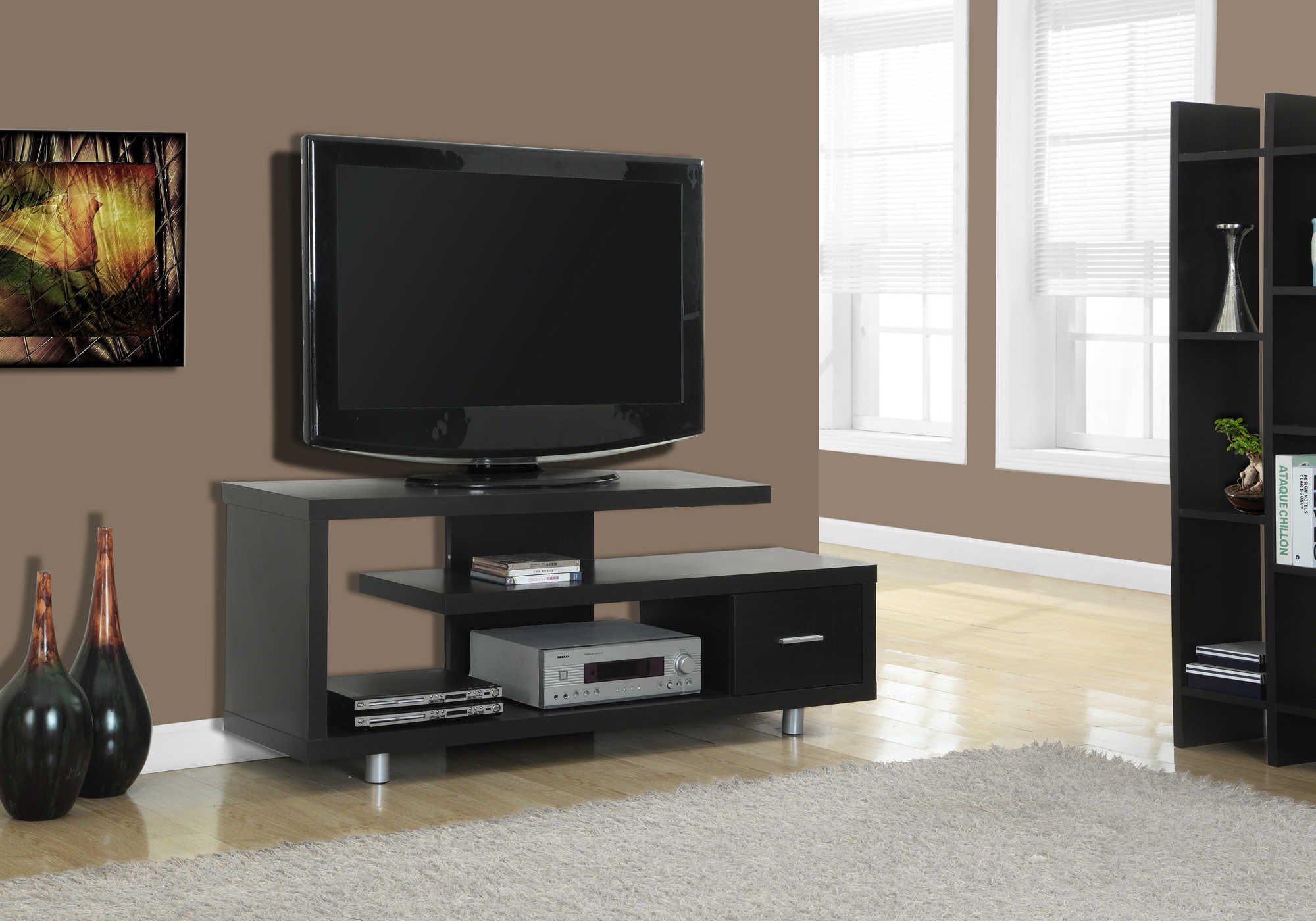 MEUBLE TV - 60"L / ESPRESSO AVEC 1 TIROIR ( Meuble Mtl )
