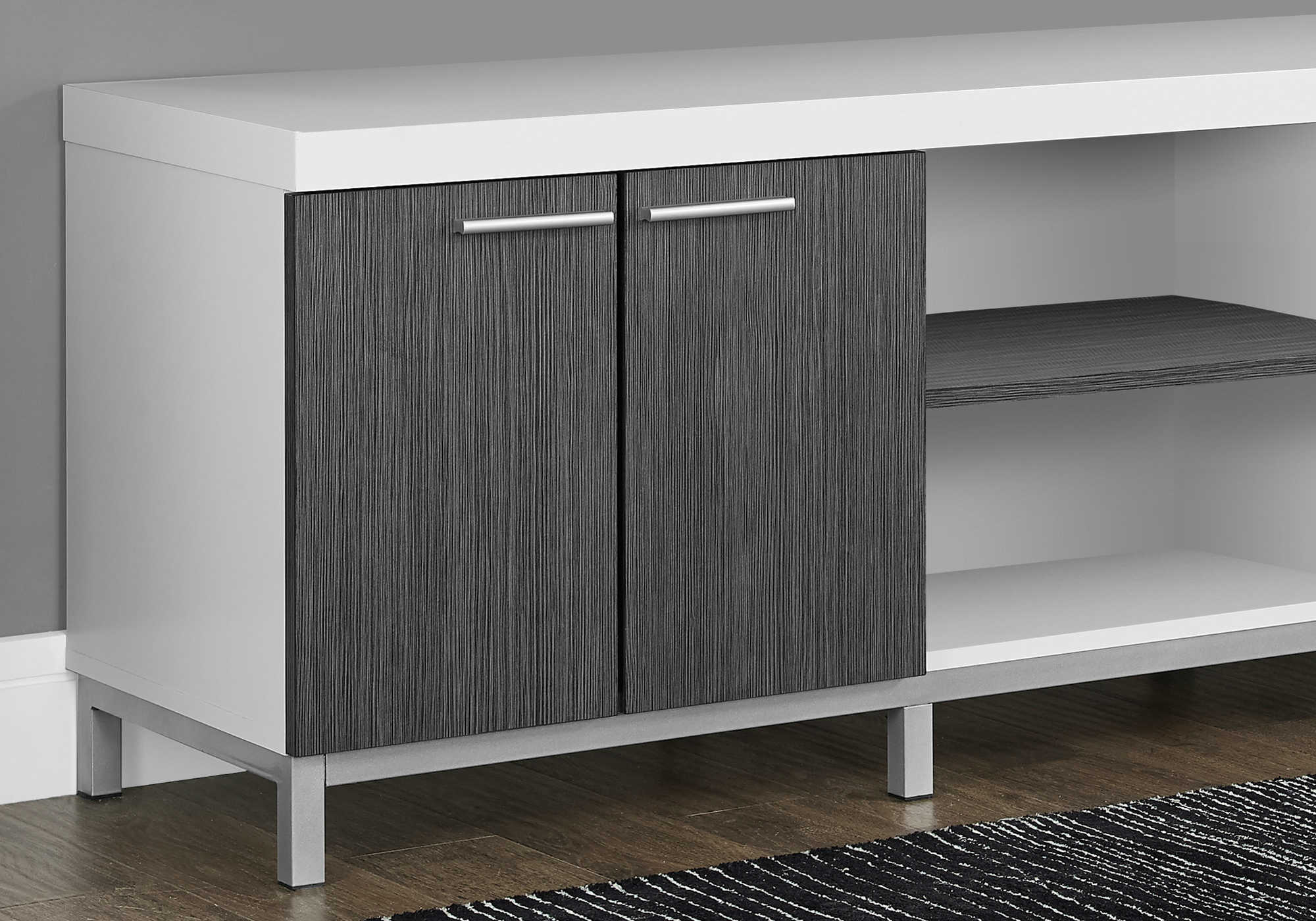 MEUBLE TV - 60"L / BLANC / GRIS ( Meuble Mtl ) 