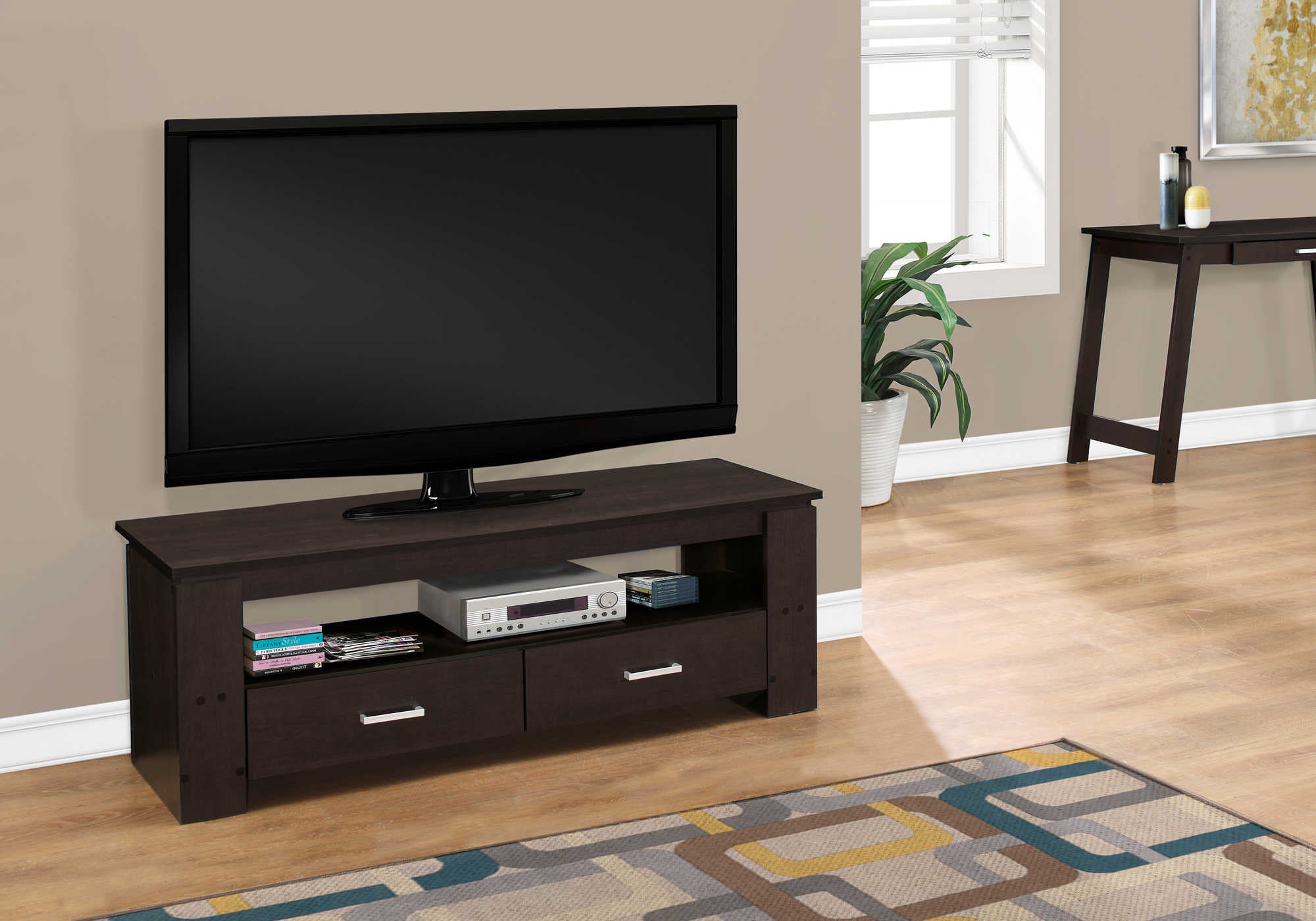 MEUBLE TV - 48"L / ESPRESSO AVEC 2 TIROIRS DE RANGEMENT ( Meuble Mtl ) 