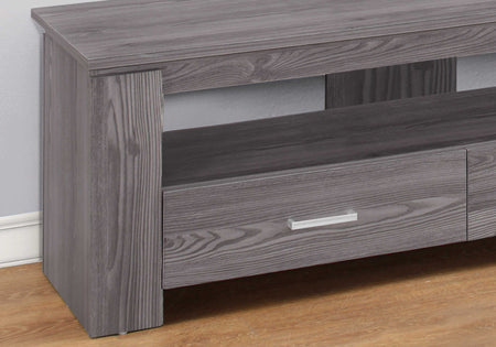 MEUBLE TV - 48"L / GRIS AVEC 2 TIROIRS DE RANGEMENT ( Meuble Mtl )