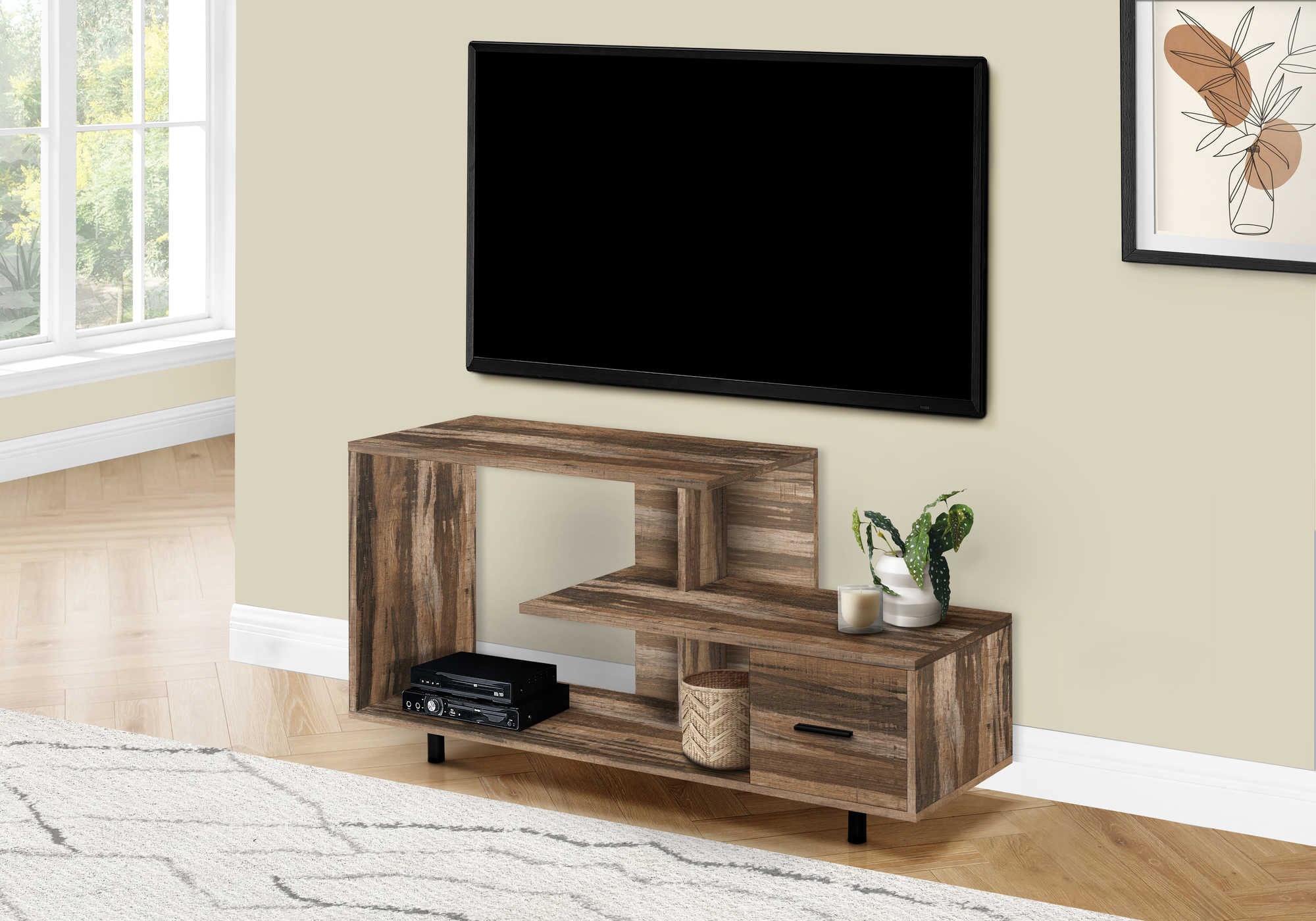 MEUBLE TV - 48"L / RÉCUPÉRATION BRUN / 1 TIROIR ( Meuble Mtl ) 
