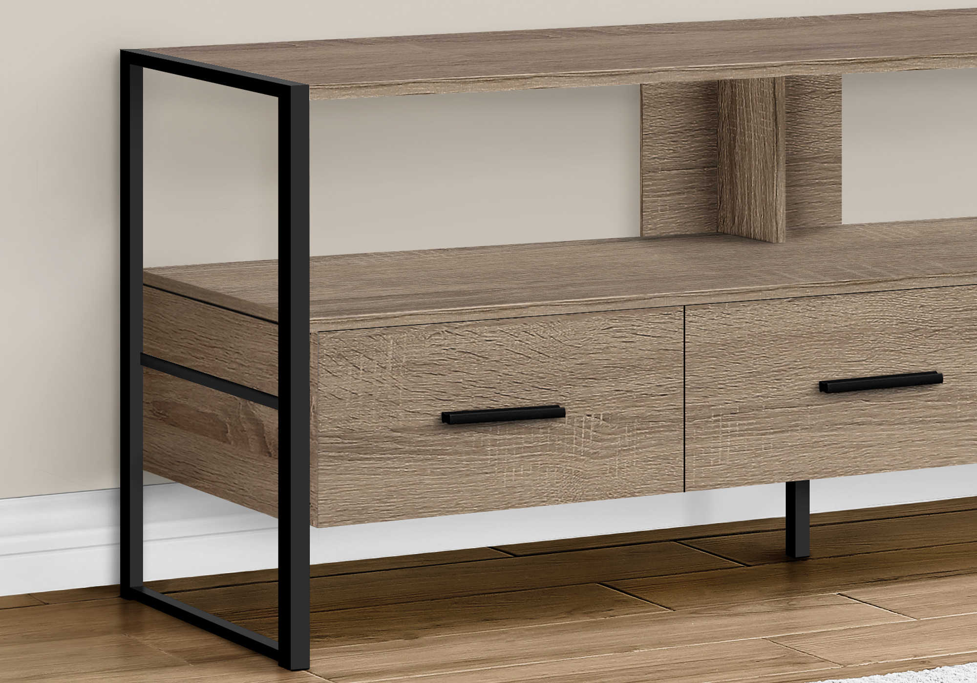 MEUBLE TV - 48"L / TAUPE FONCE / METAL NOIR ( Meuble Mtl ) 