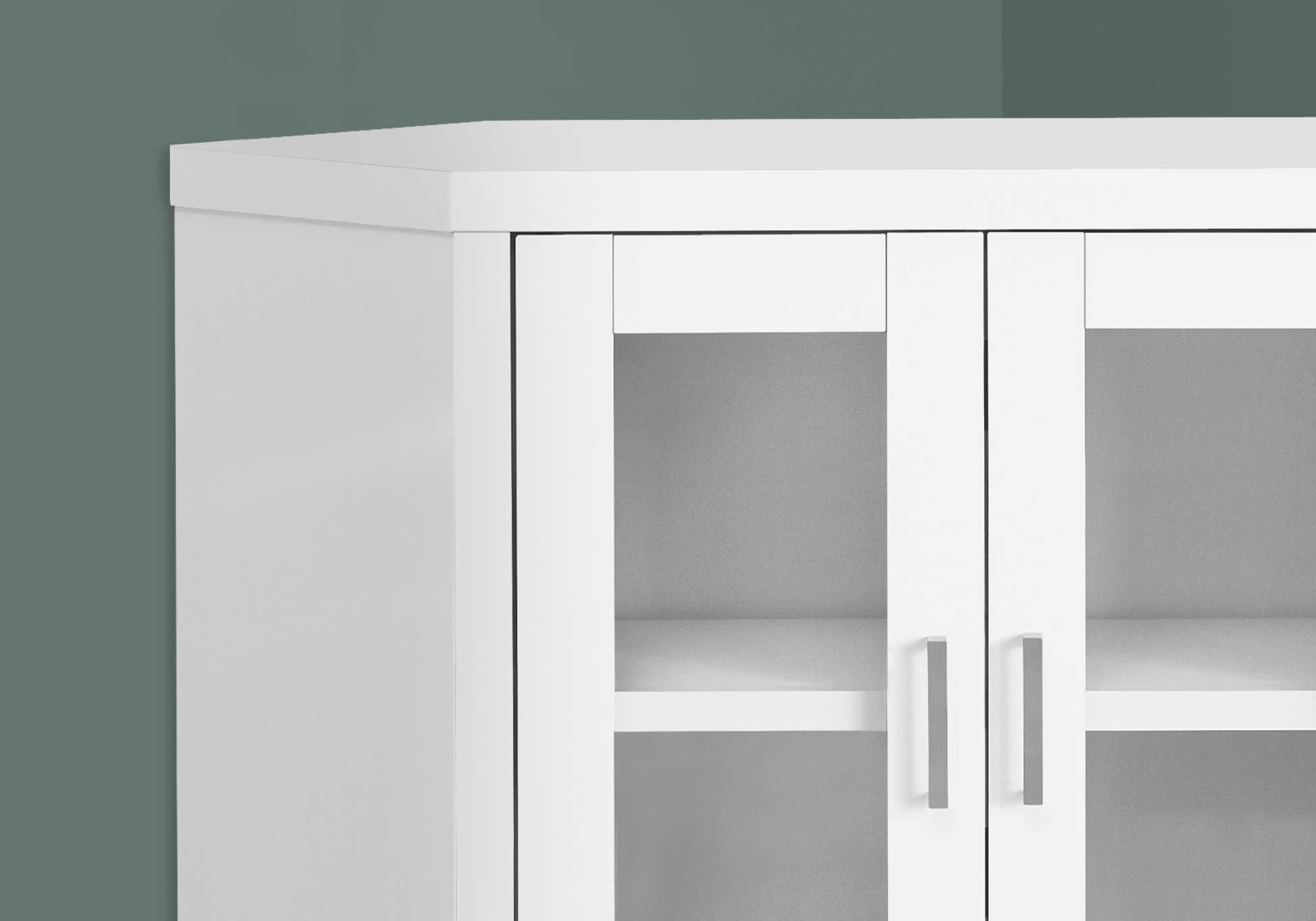 MEUBLE TV - 42"L / EN COIN BLANC AVEC PORTES VITRÉES( Meuble Mtl ) 