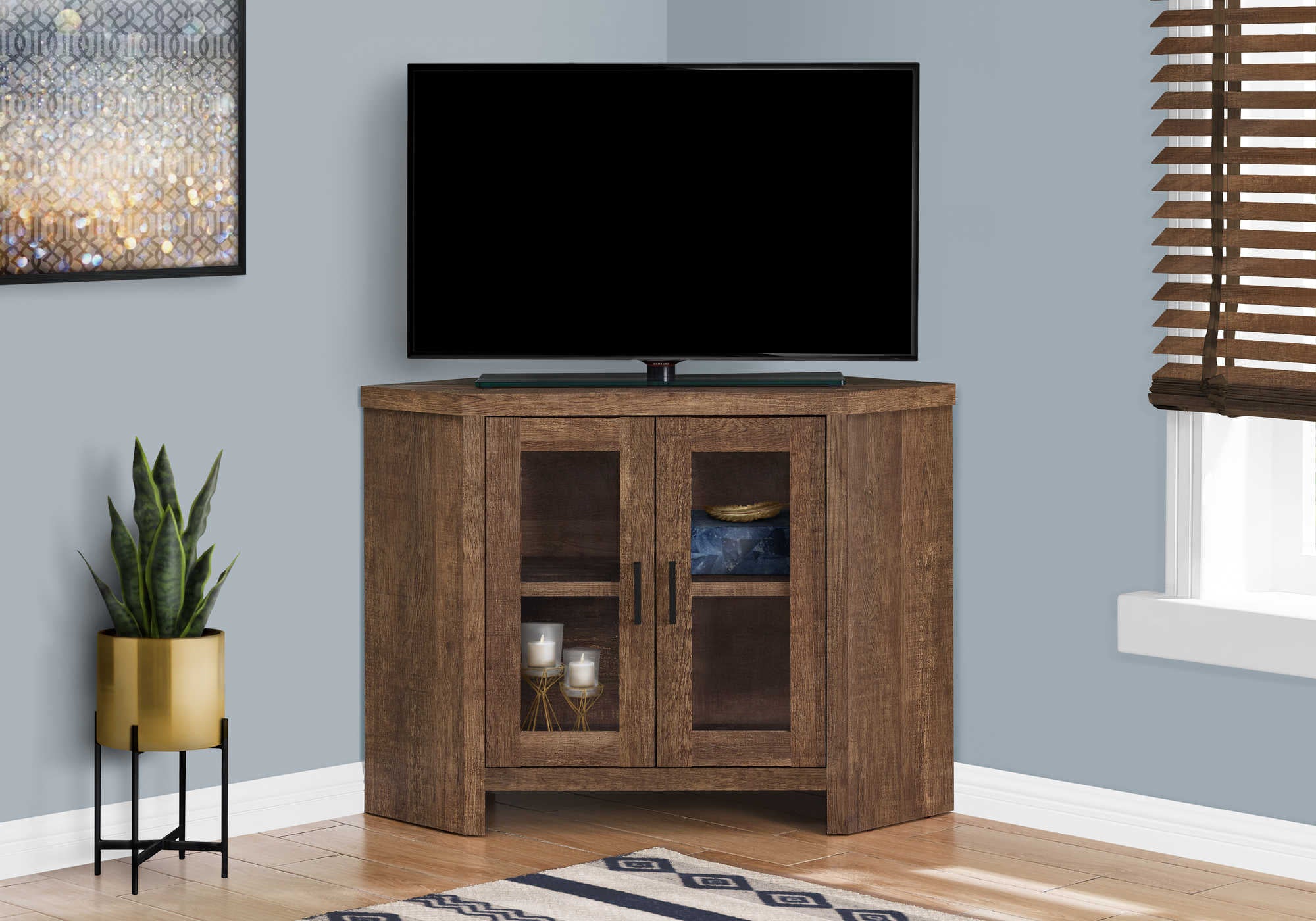 MEUBLE TV - 42"L / COIN ASPECT BOIS BRUN ( Meuble Mtl ) 