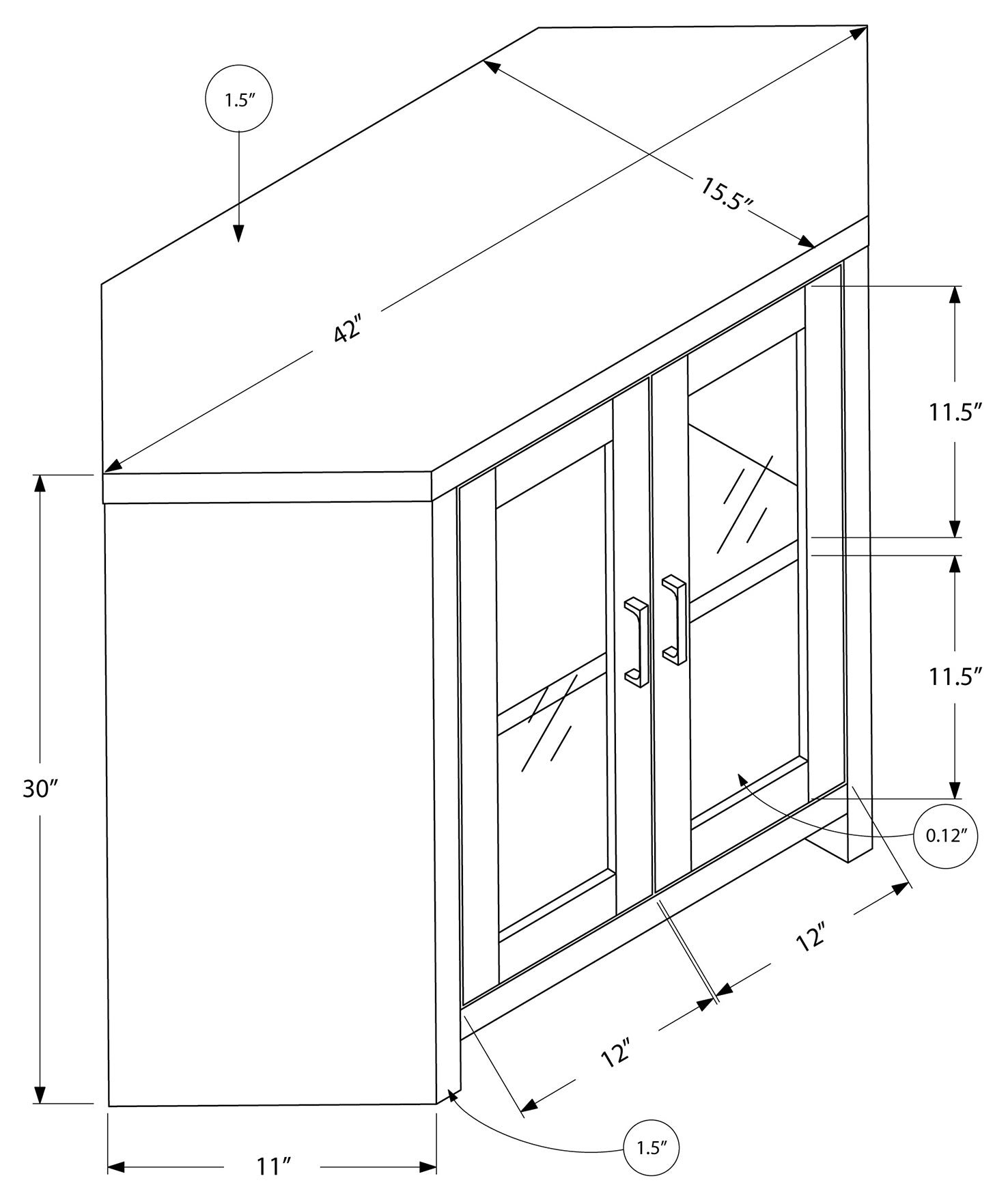 MEUBLE TV - 42"L / COIN ASPECT BOIS GRIS ( Meuble Mtl ) 