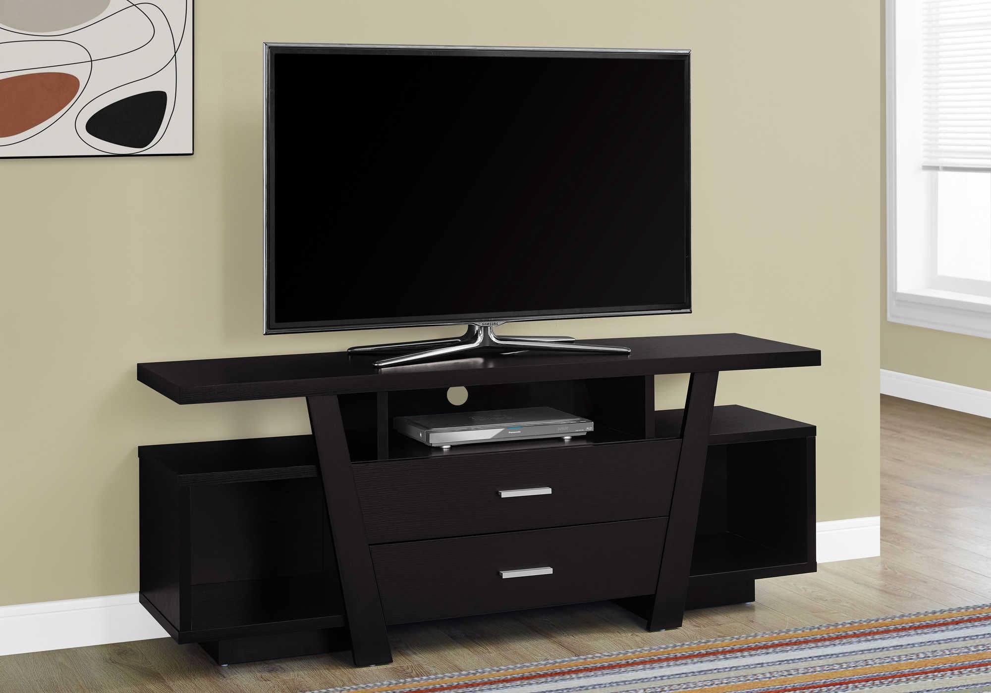 MEUBLE TV - 60"L / ESPRESSO AVEC 2 TIROIRS DE RANGEMENT ( Meuble Mtl ) 