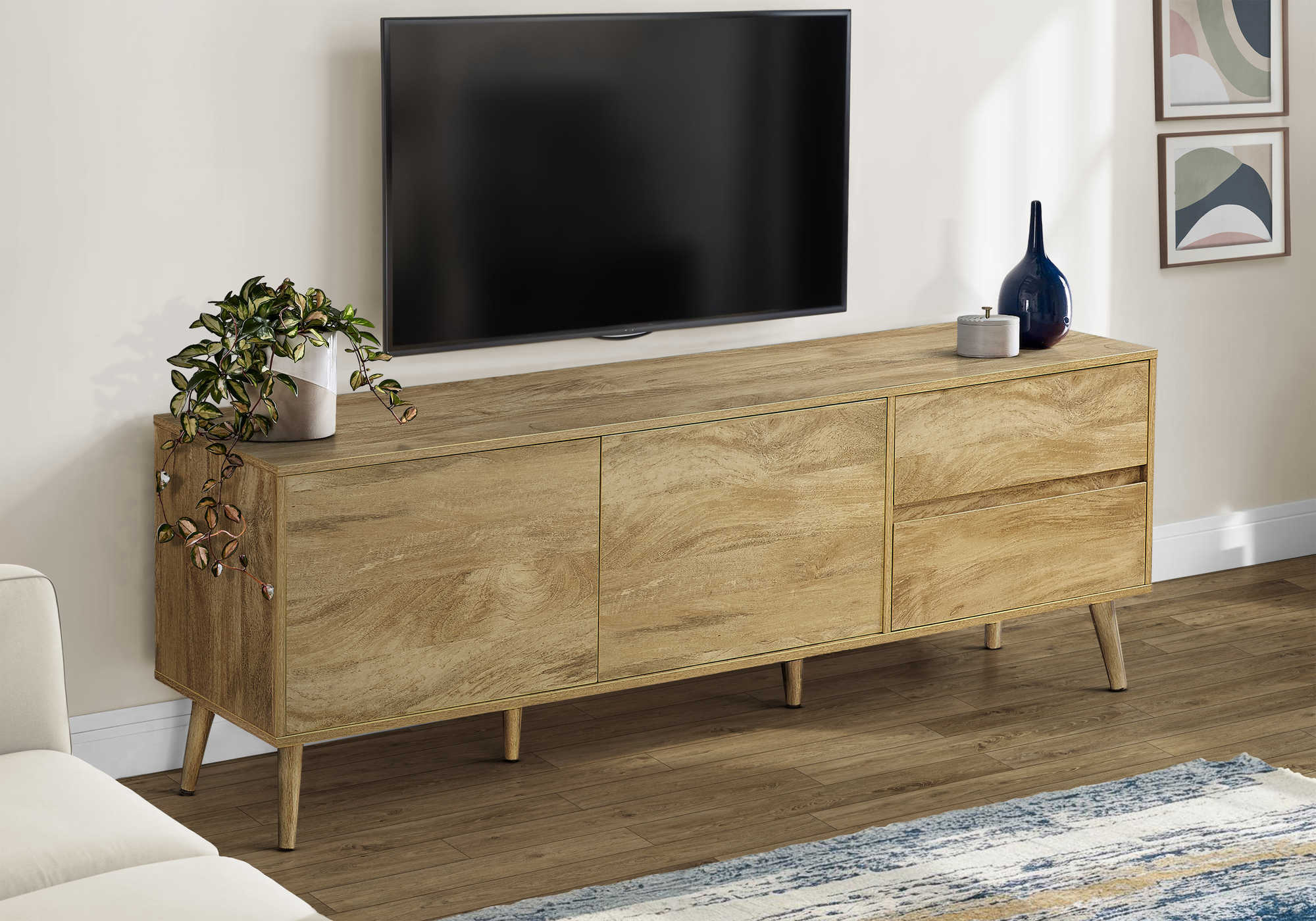 MEUBLE TV - 72"L / NOYER AVEC RANGEMENT