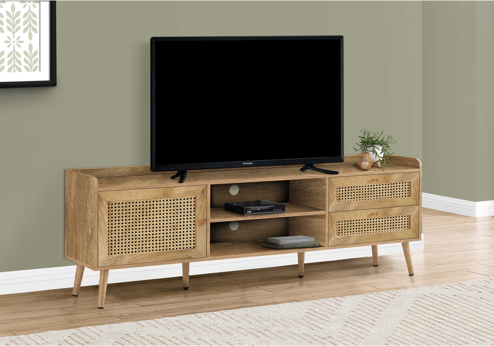 MEUBLE TV - 72"L / NOYER AVEC RANGEMENT