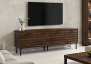 Meuble TV Monarch I 2727 — 72 pouces, fini bois brun foncé avec 4 portes