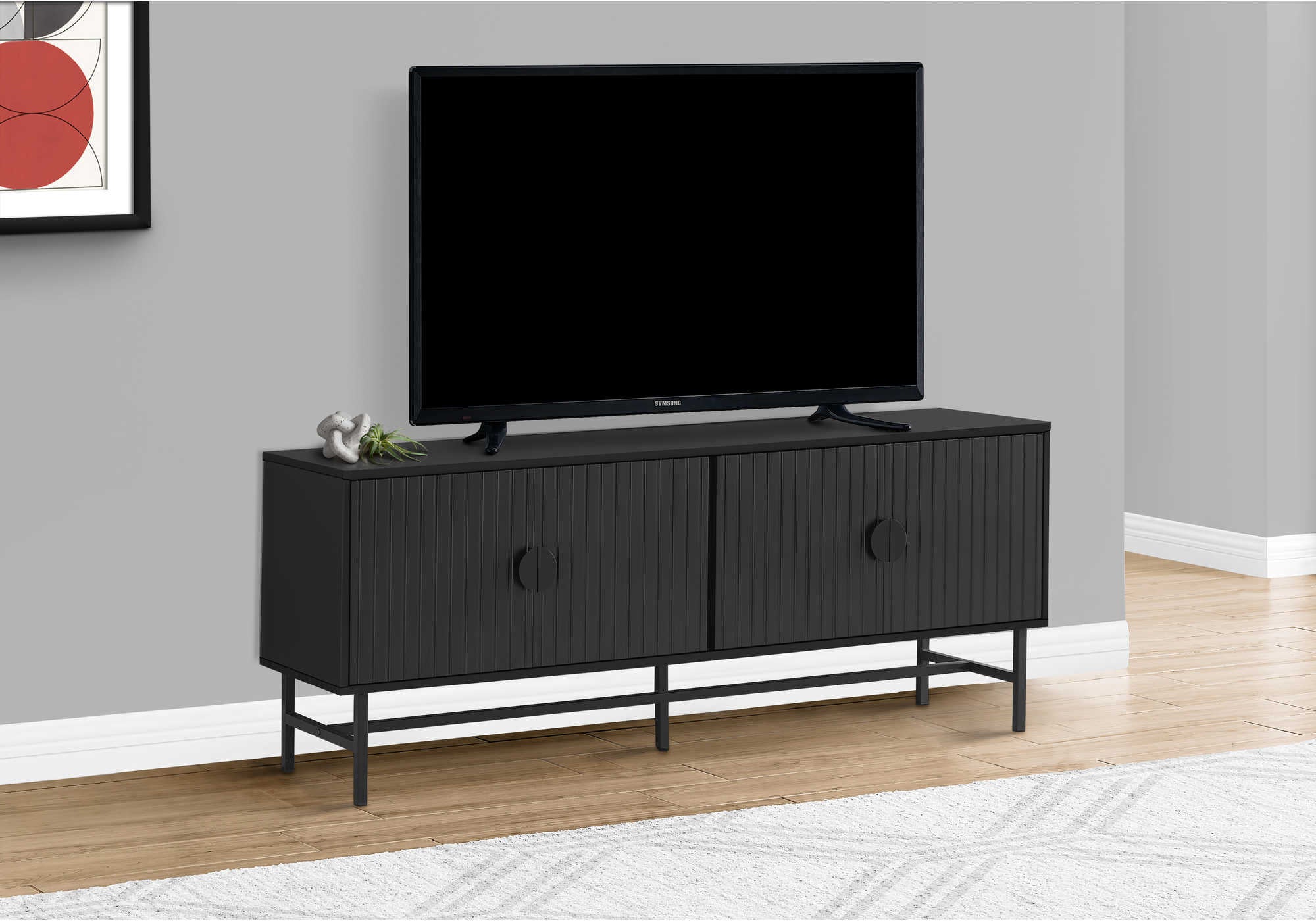 MEUBLE TV - 60"L / NOIR AVEC MÉTAL NOIR