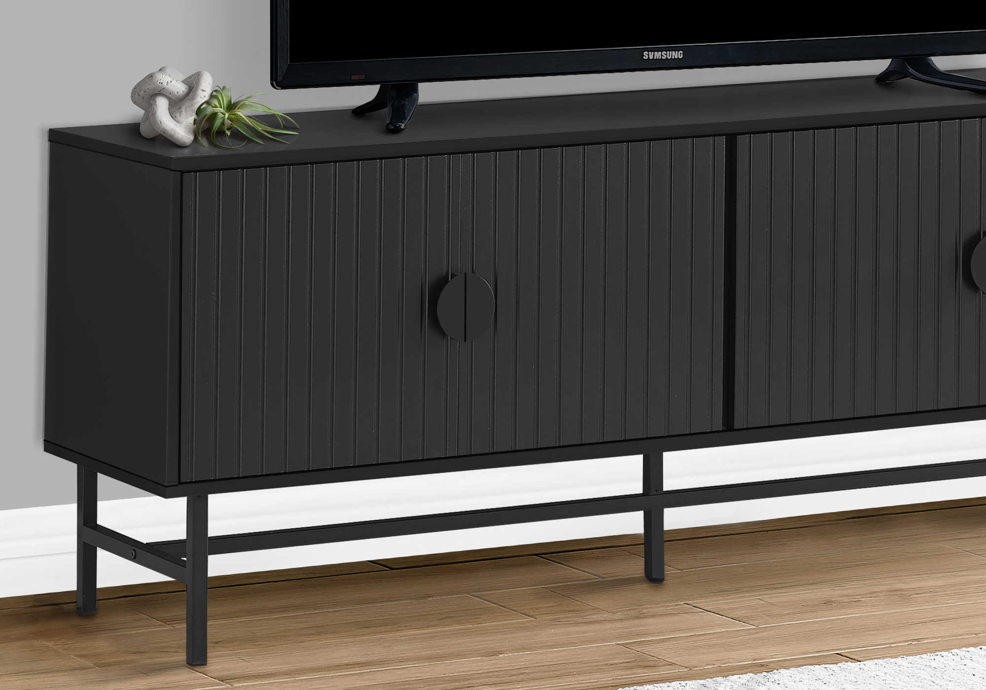 MEUBLE TV - 60"L / NOIR AVEC MÉTAL NOIR