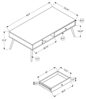 TABLE BASSE - NOYER MILIEU DU SIÈCLE AVEC UN TIROIR ( Meuble Mtl )