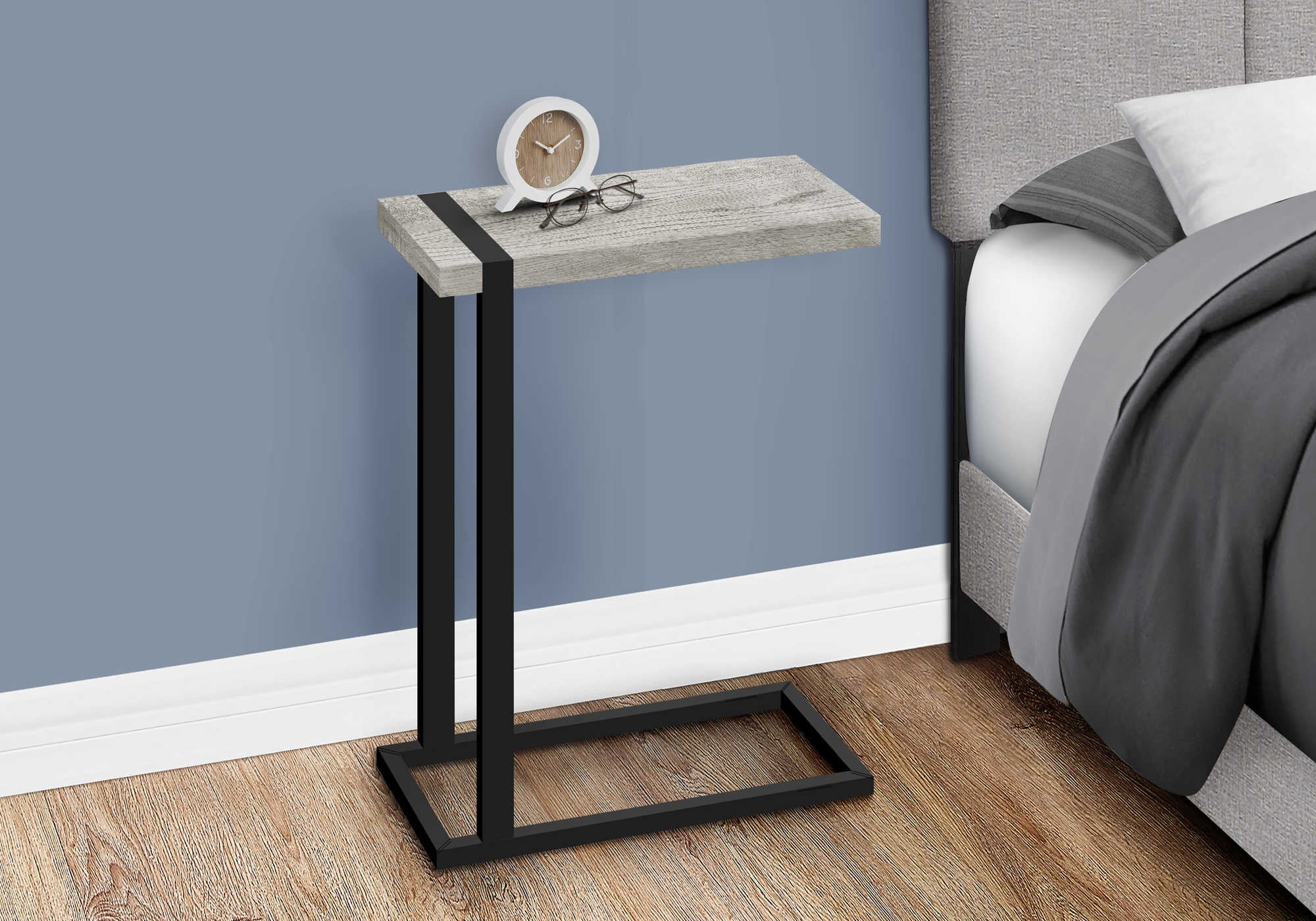 TABLE D'APPOINT - ASPECT BOIS DE RÉCUPÉRATION GRIS / MÉTAL NOIR