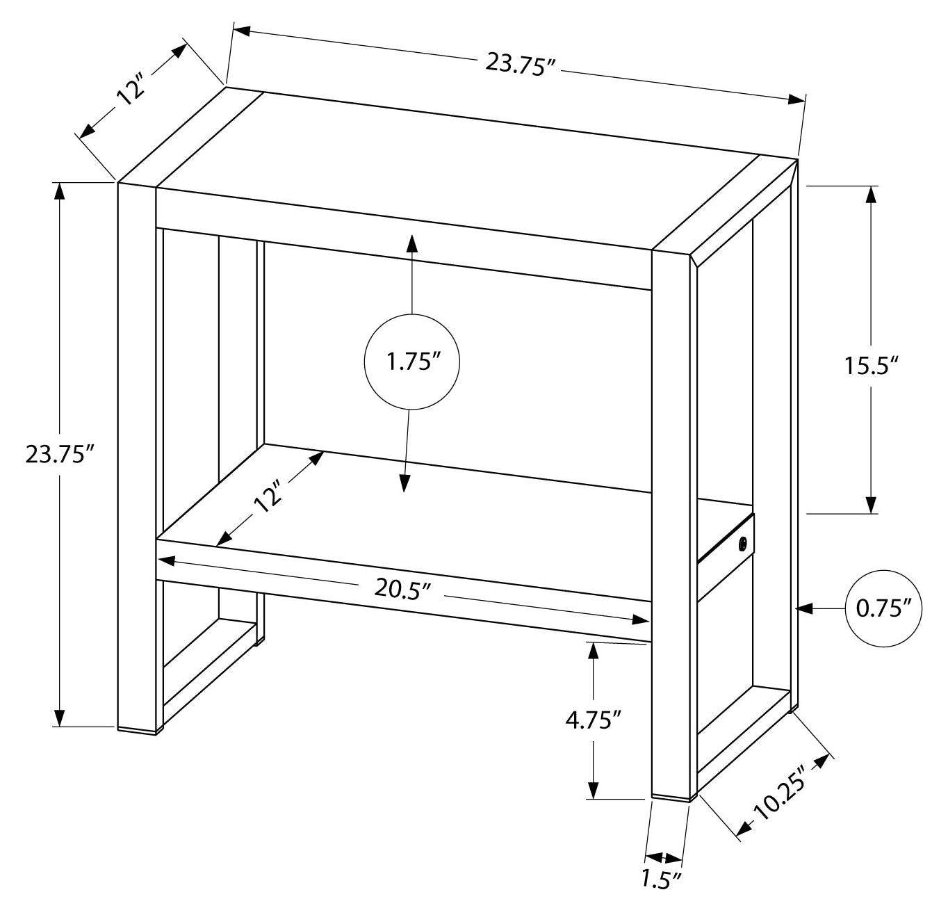 TABLE D'APPOINT - SIMILI BOIS NOIR / MÉTAL NOIR ( Meuble Mtl )