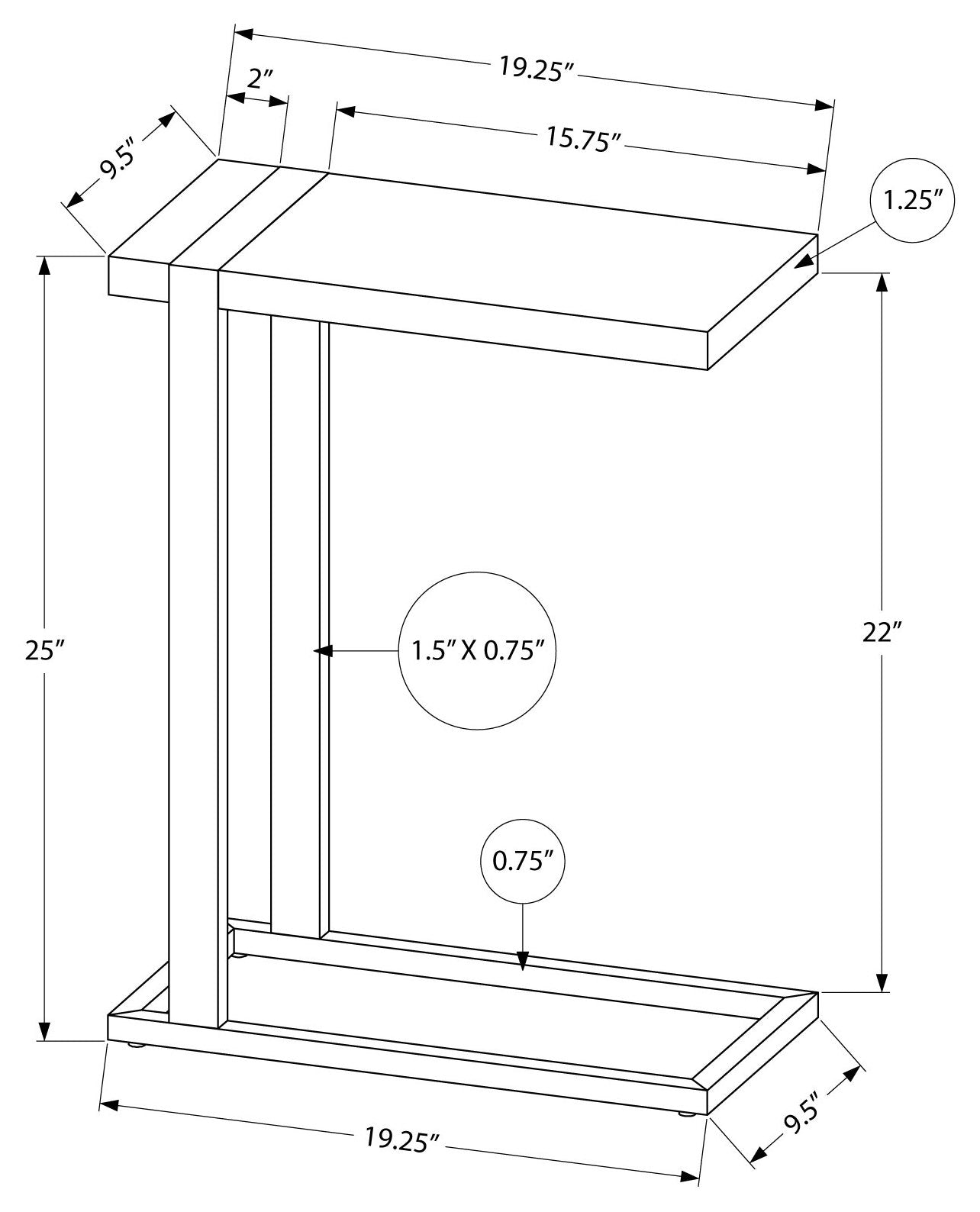 TABLE D'APPOINT - SIMILI BOIS NOIR / MÉTAL NOIR ( Meuble Mtl )