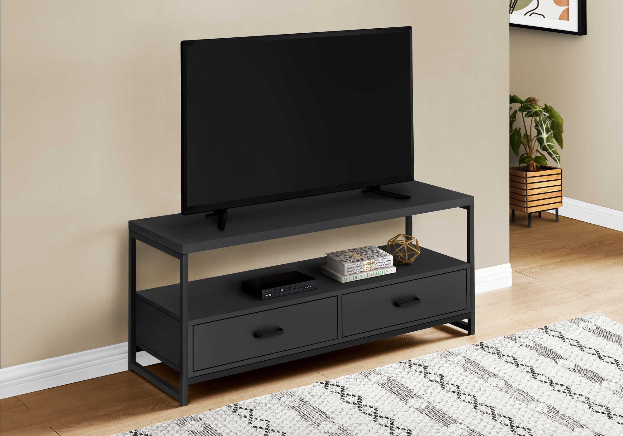 MEUBLE TV - 48"L / NOIR / METAL NOIR ( Meuble Mtl ) 