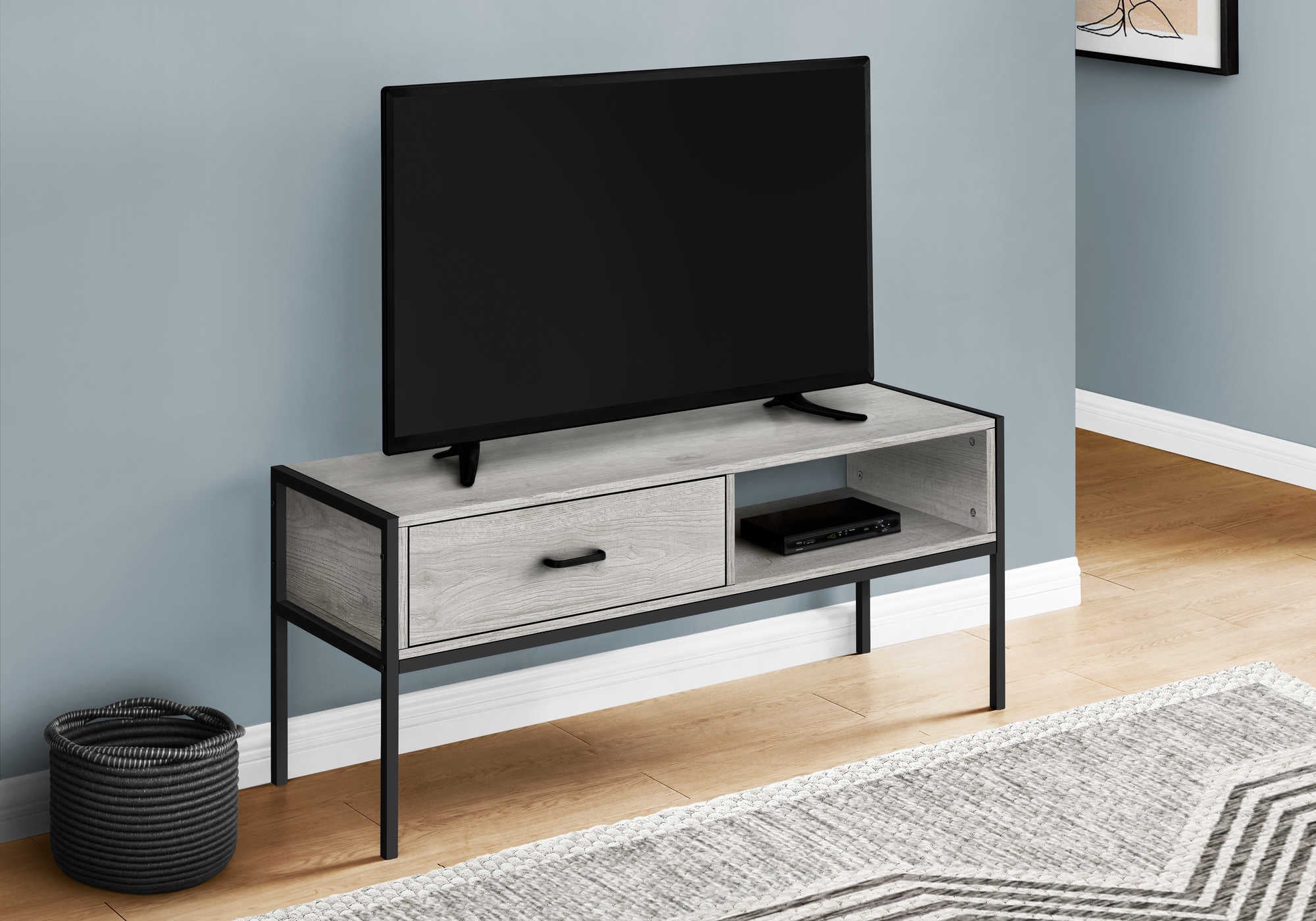 MEUBLE TV - 48"L / GRIS / METAL NOIR ( Meuble Mtl ) 