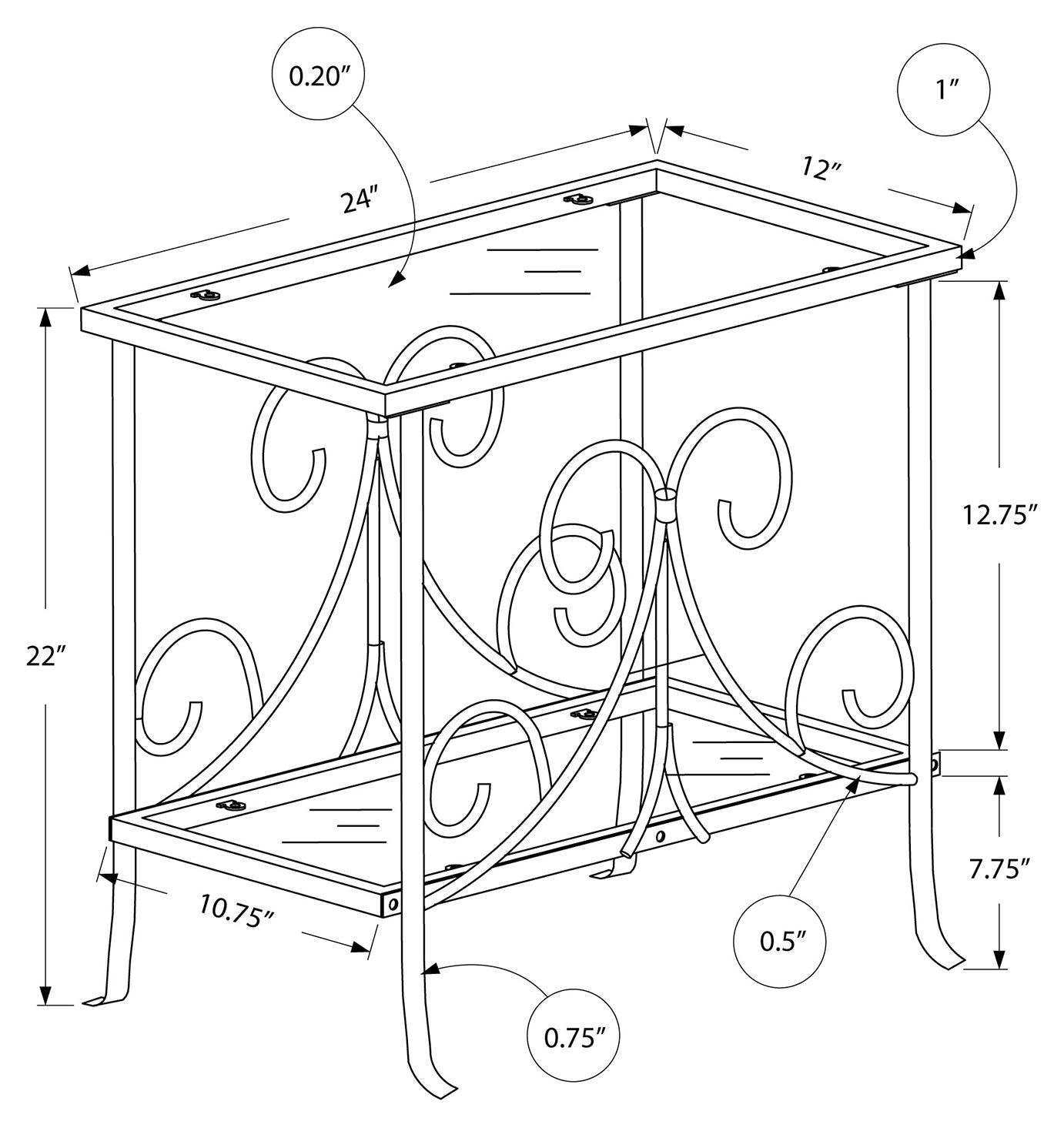 TABLE D'APPOINT - MÉTAL ARGENT AVEC VERRE TREMPÉ ( Meuble Mtl ) 
