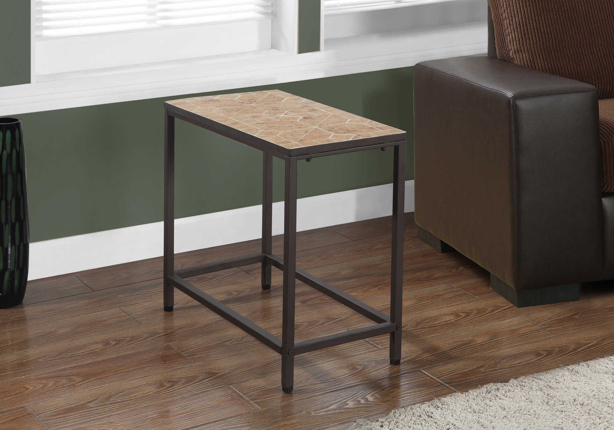 TABLE D'APPOINT - DESSUS EN TERRE CUITE / BRUN MARTELÉ ( Meuble Mtl )