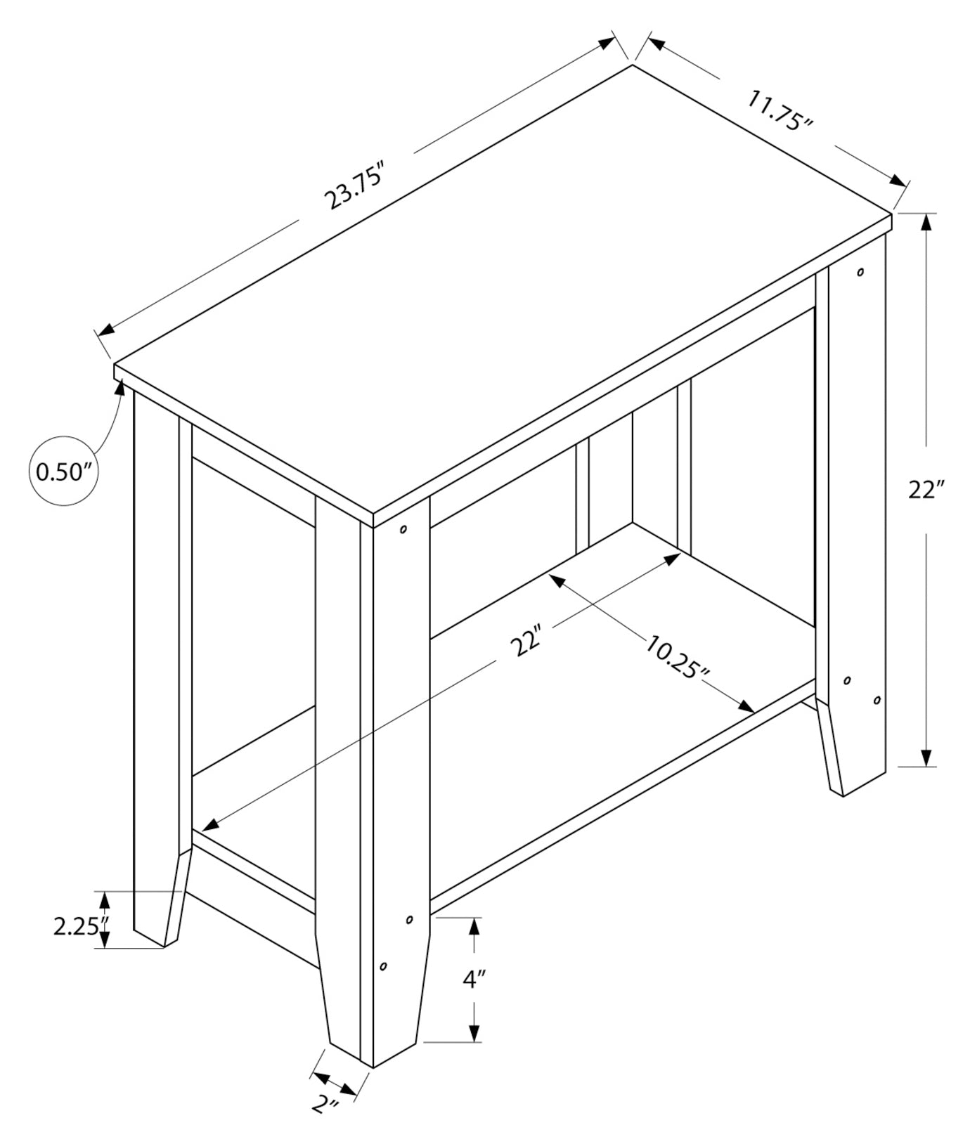 TABLE D'APPOINT - 22"H / NOYER FONCÉ ( Meuble Mtl ) 