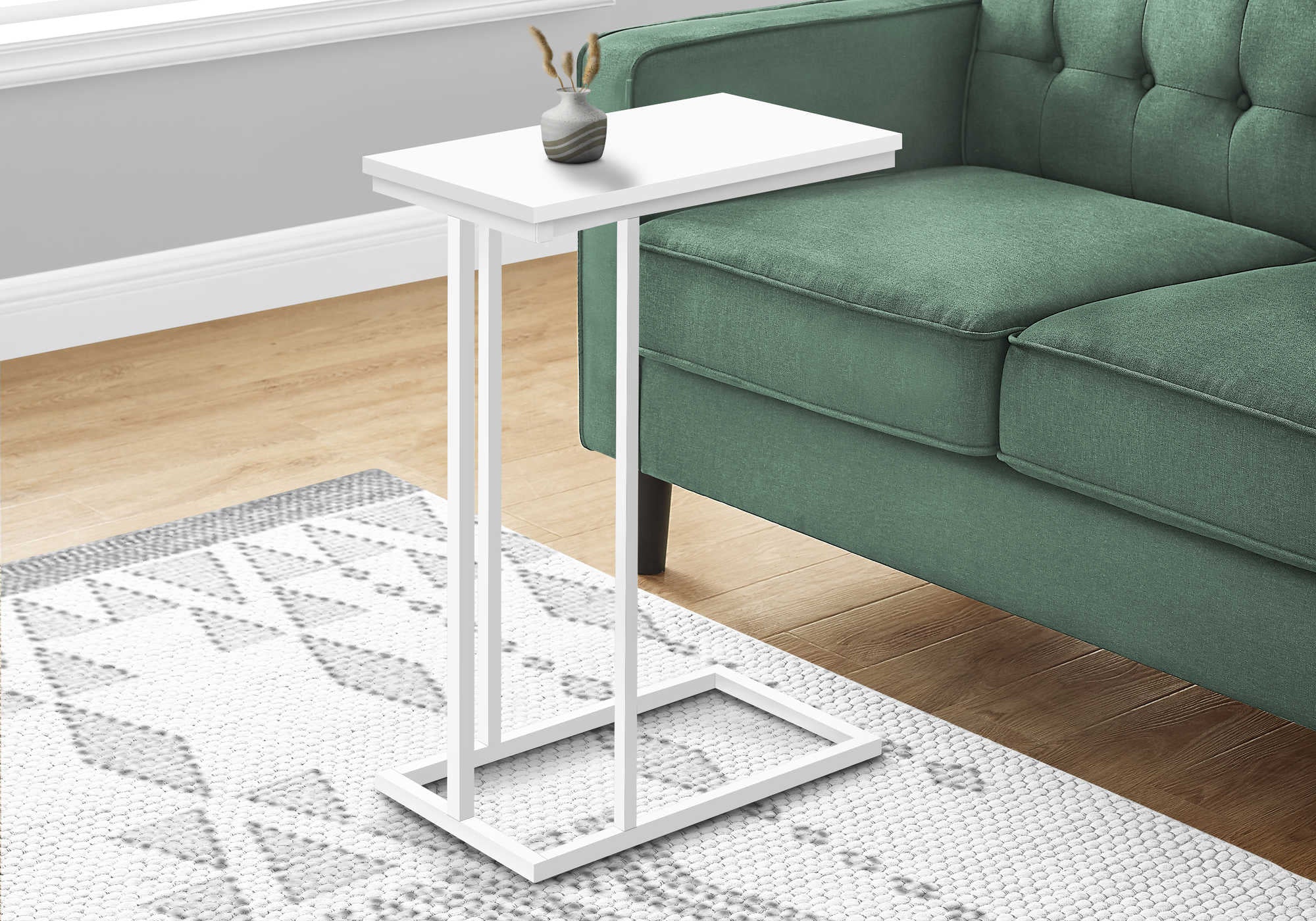 TABLE D'APPOINT - 25"H /BLANC / METAL BLANC ( Meuble Mtl ) 