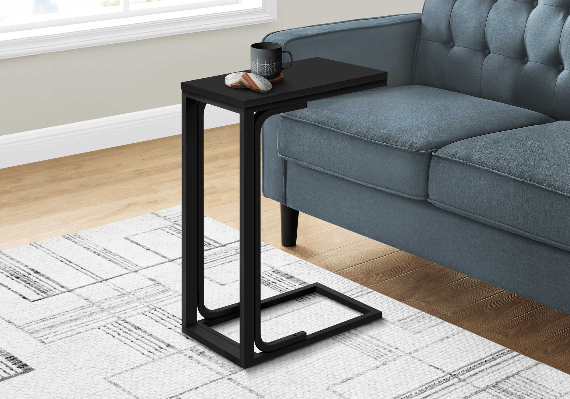 TABLE D'APPOINT - 25"H / NOIR / METAL NOIR ( Meuble Mtl )