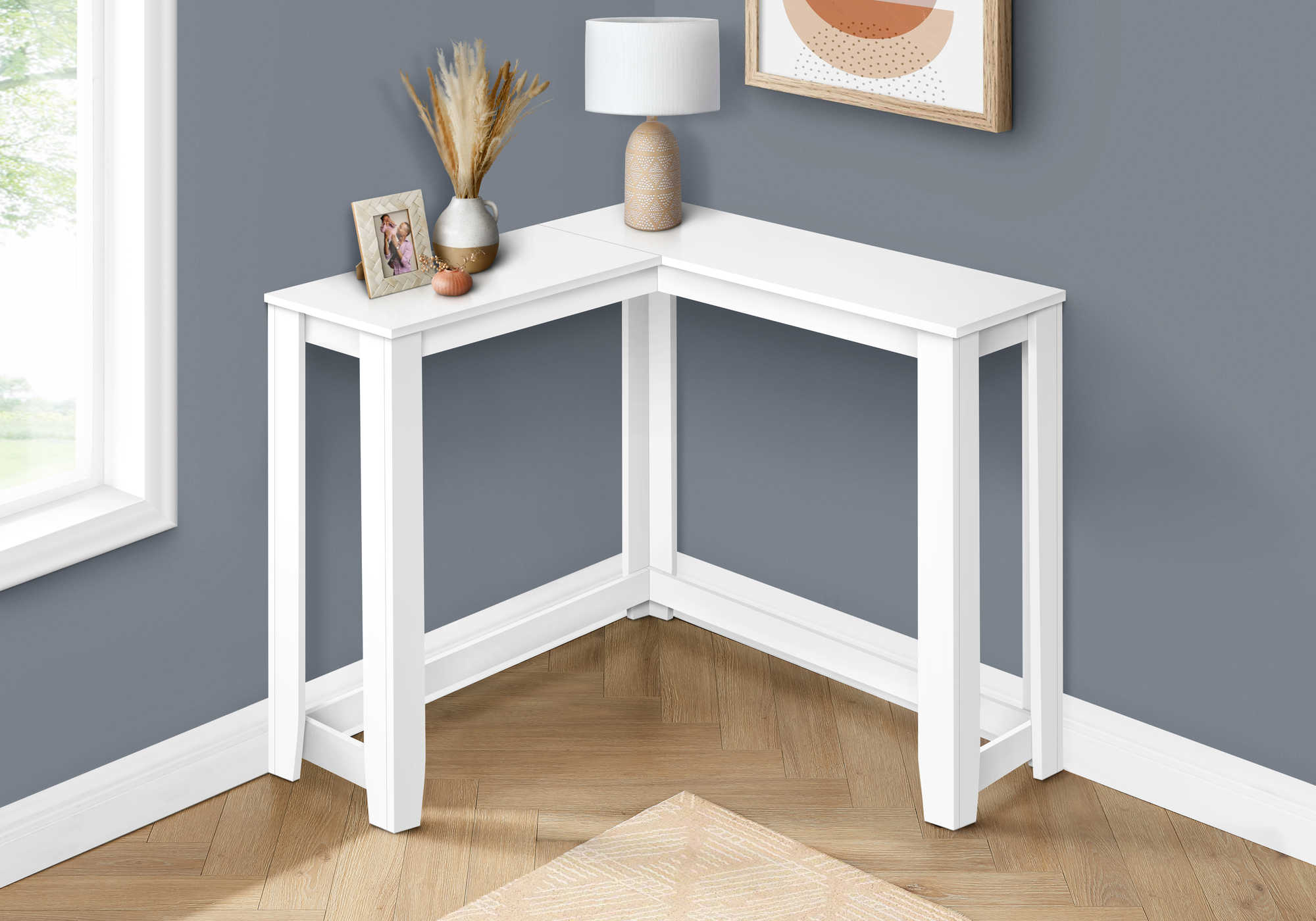 TABLE D'APPOINT - 36" / CONSOLE DE COIN BLANCHE 