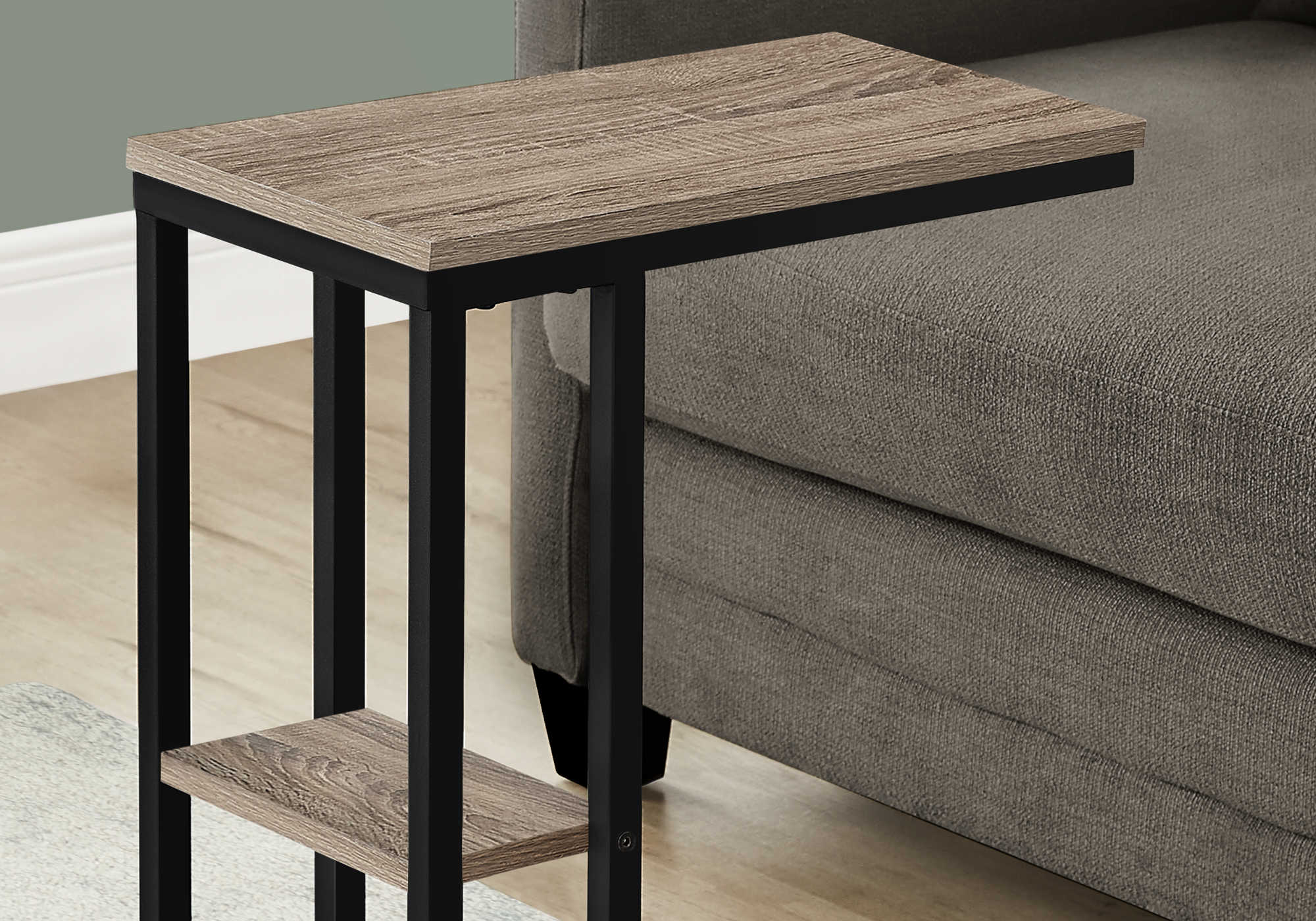 TABLE D'APPOINT - 25"H / TAUPE FONCE / METAL NOIR ( Meuble Mtl ) 
