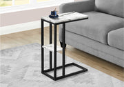 TABLE D'APPOINT - 25"H / MARBRE BLANC / MÉTAL NOIR