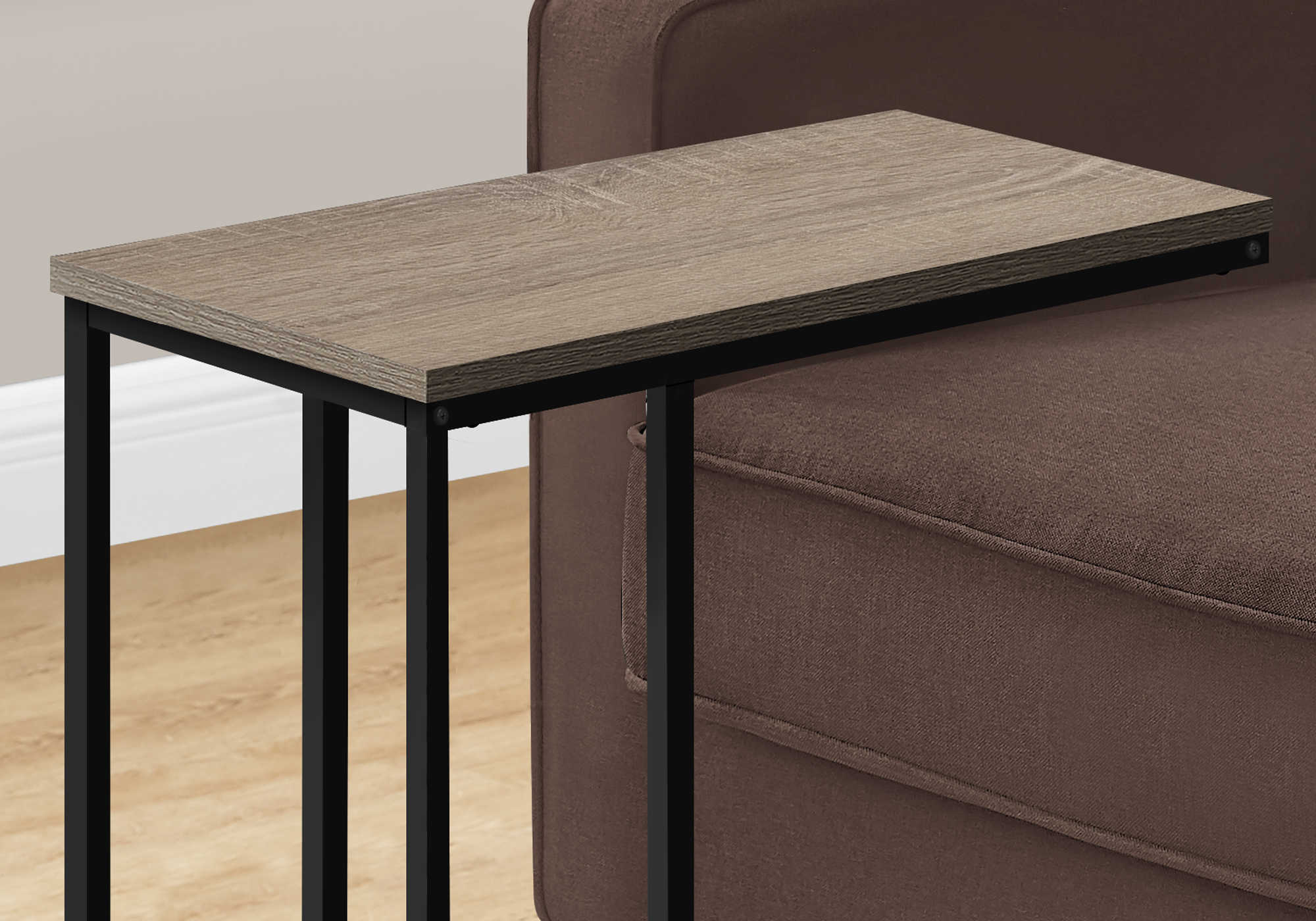 TABLE D'APPOINT - 25"H / TAUPE FONCE / METAL NOIR ( Meuble Mtl ) 