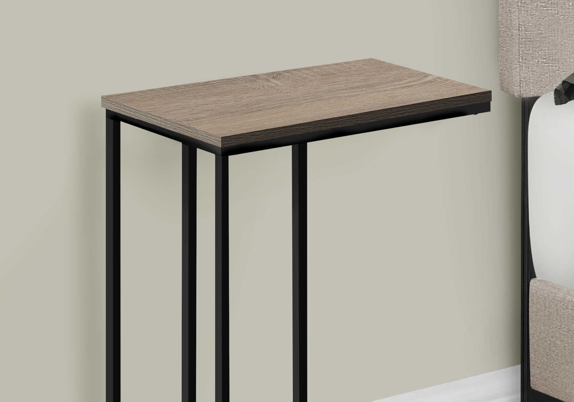 TABLE D'APPOINT - 25"H / TAUPE FONCE / METAL NOIR ( Meuble Mtl ) 