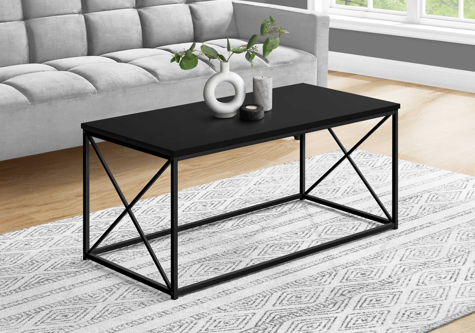 TABLE BASSE - 40"L / NOIR / METAL NOIR ( Meuble Mtl ) 