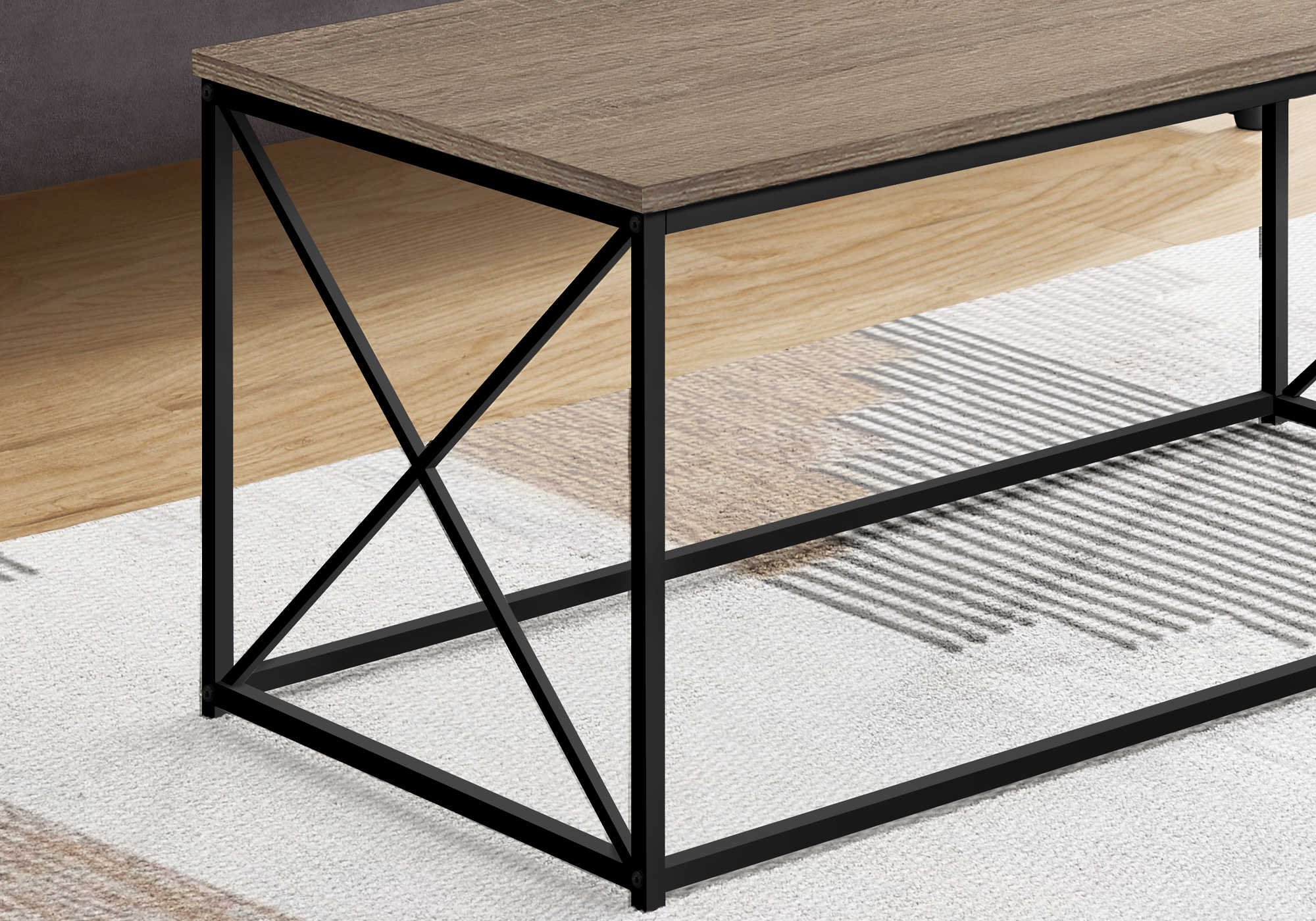 TABLE BASSE - 40"L / TAUPE FONCE / METAL NOIR ( Meuble Mtl ) 