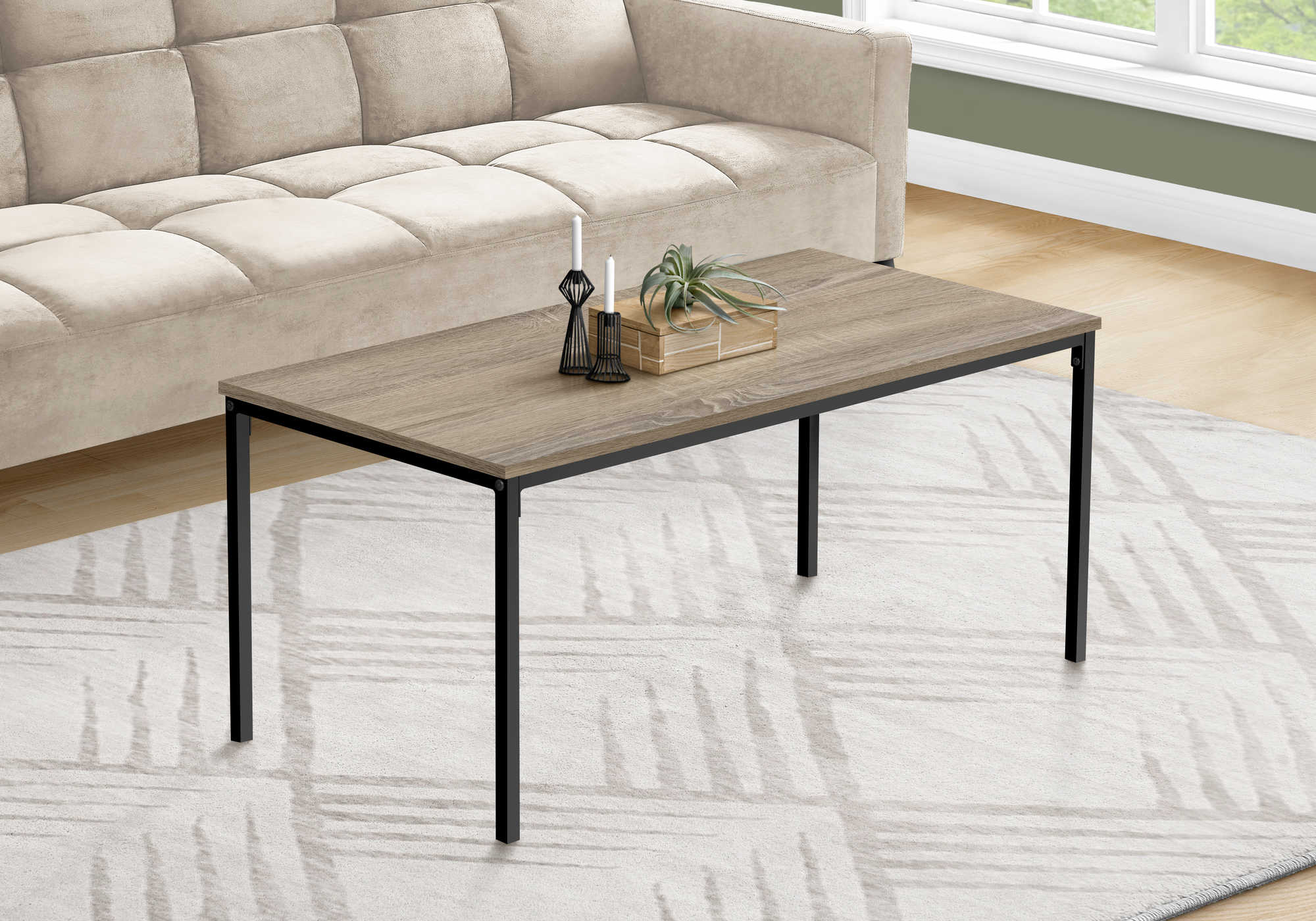 TABLE BASSE - 40"L / TAUPE FONCÉ / MÉTAL NOIR
