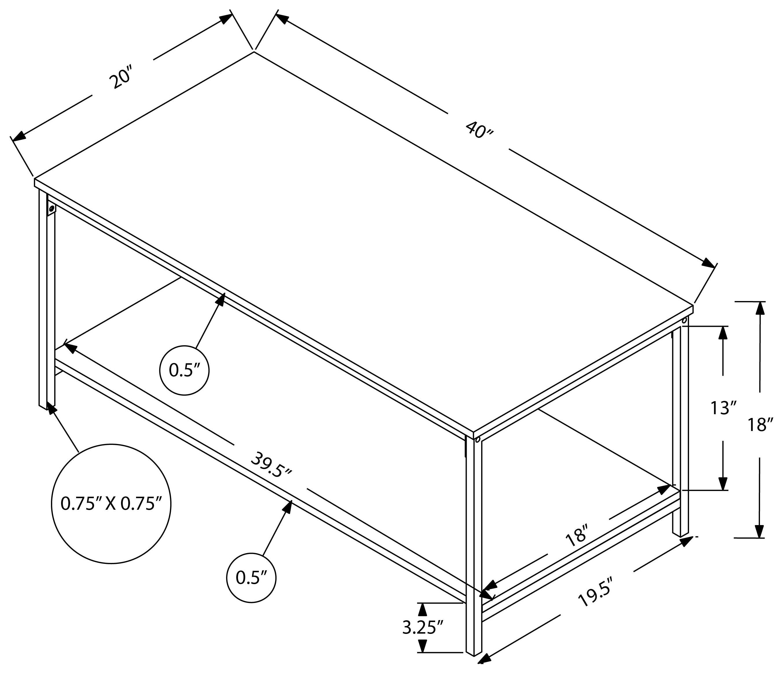 TABLE BASSE - 40"L / BLANC / METAL ARGENT ( Meuble Mtl )
