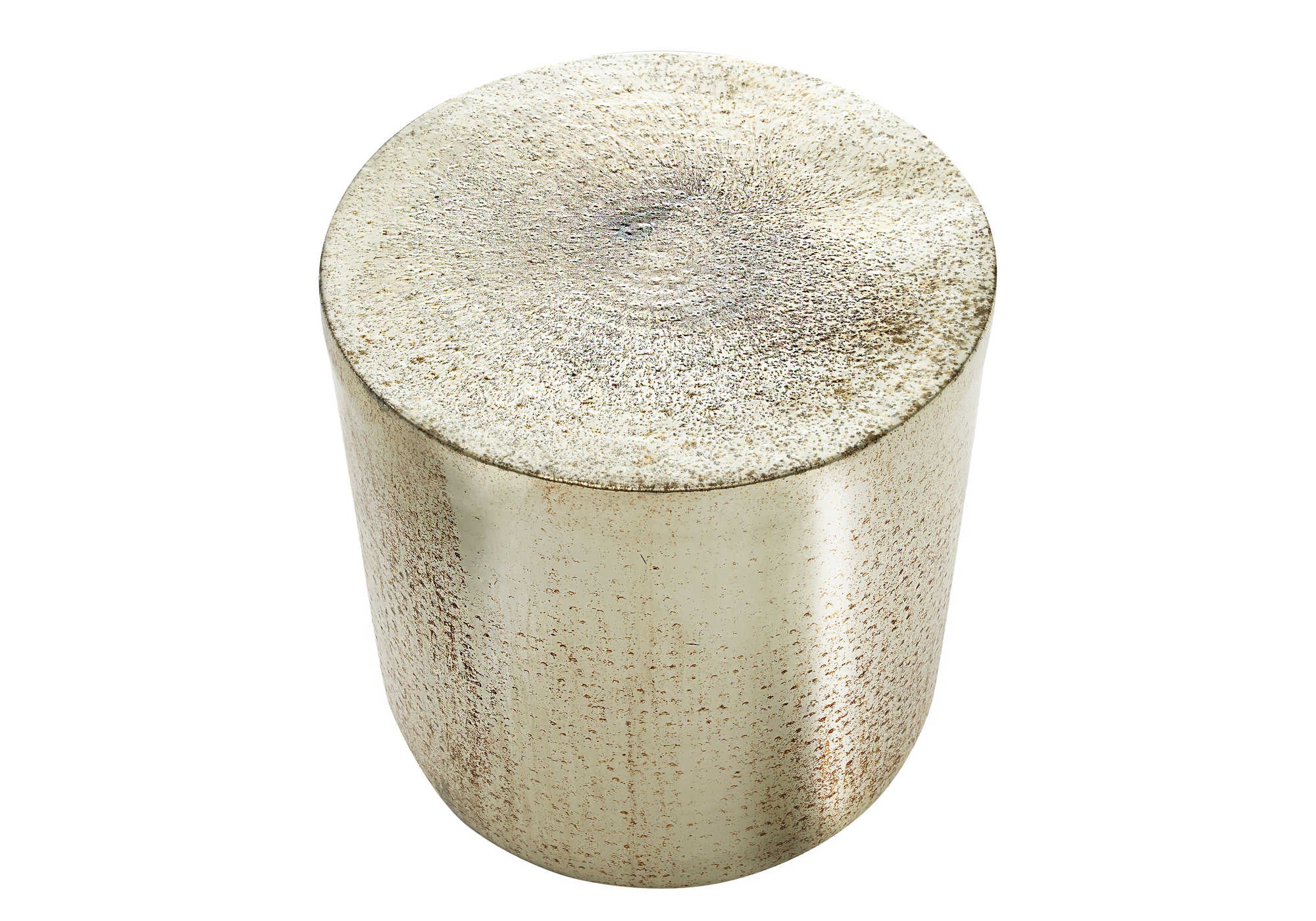 TABLE D'ACCENT - 22"H / BOUT DE TAMBOUR EN FER MÉTAL DORÉ ANTIQUE
