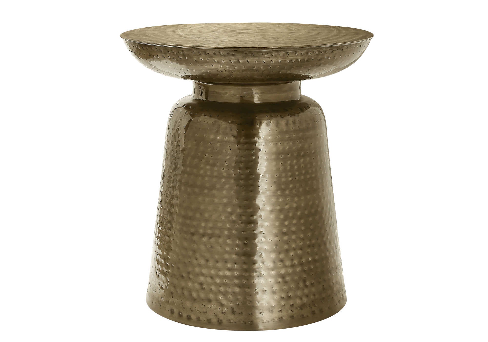 TABLE D'ACCENT - 22"H / BOUT DE TAMBOUR EN MÉTAL FER DORÉ