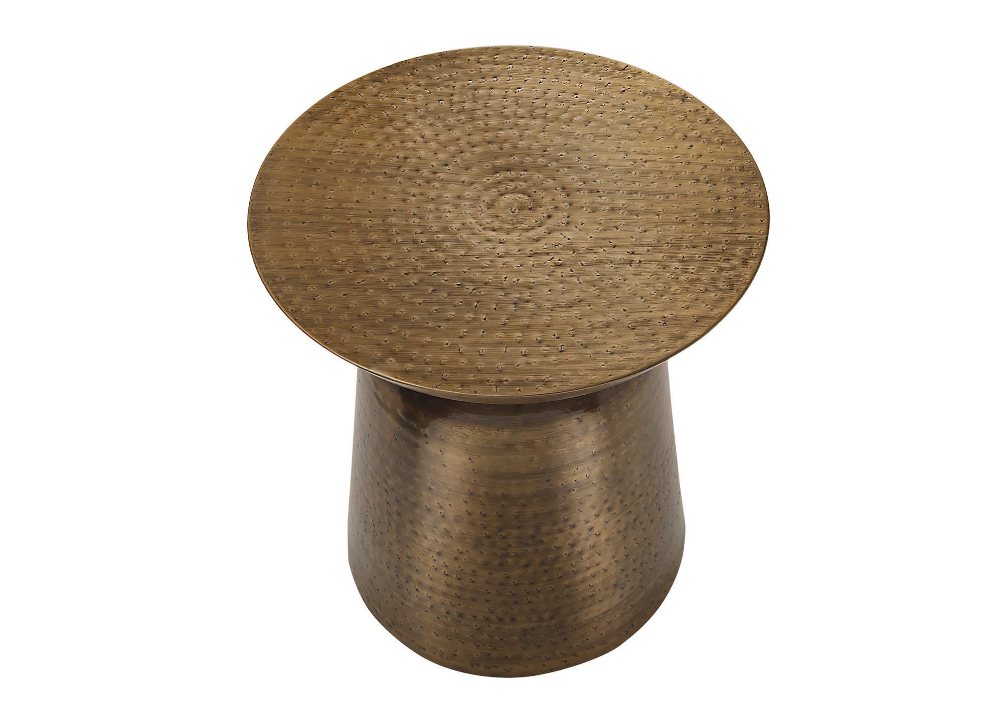 TABLE D'ACCENT - 22"H / BOUT DE TAMBOUR EN MÉTAL FER CUIVRE