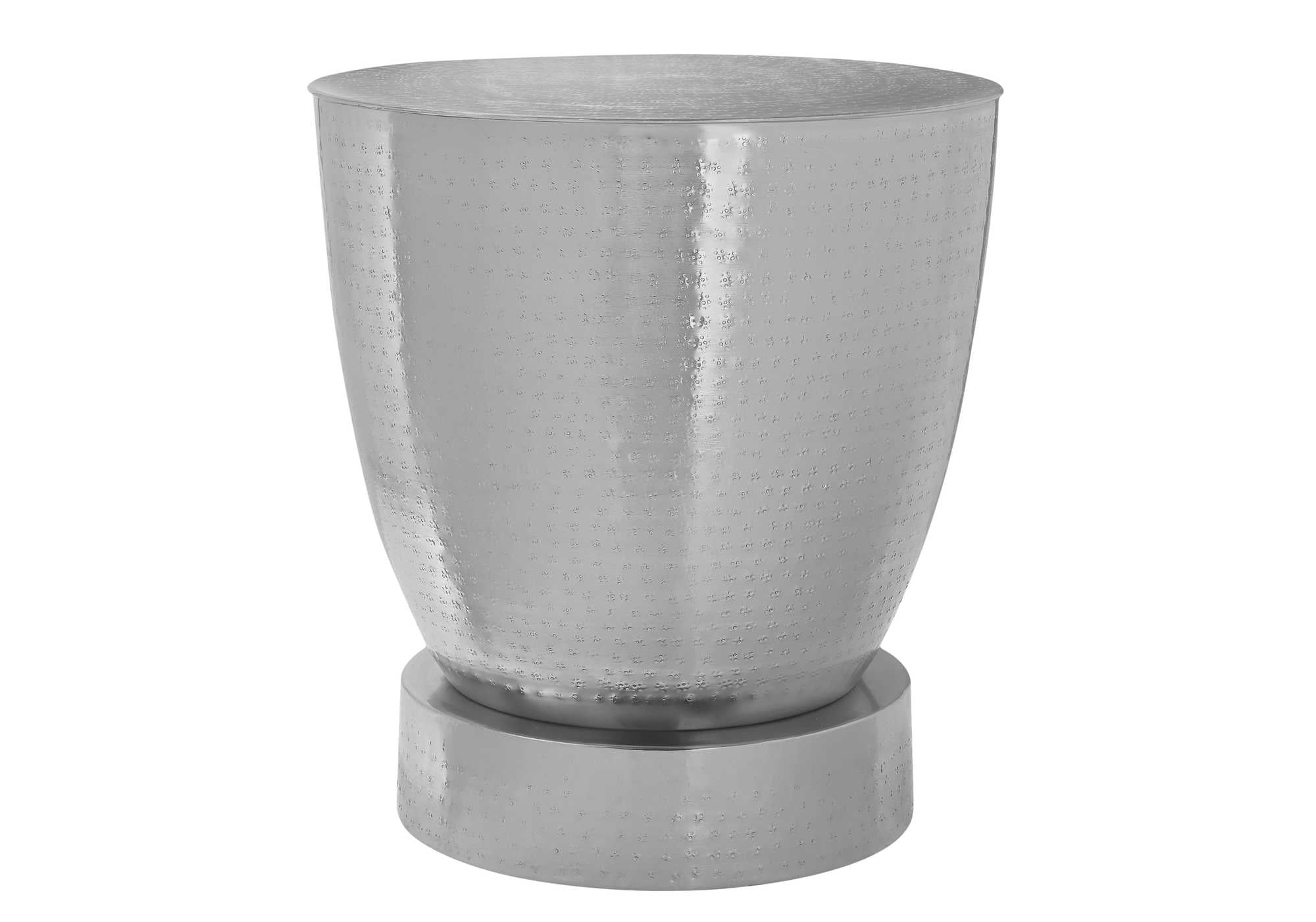 TABLE D'ACCENT - 22"H / BOUT DE TAMBOUR EN FER CHROMÉ