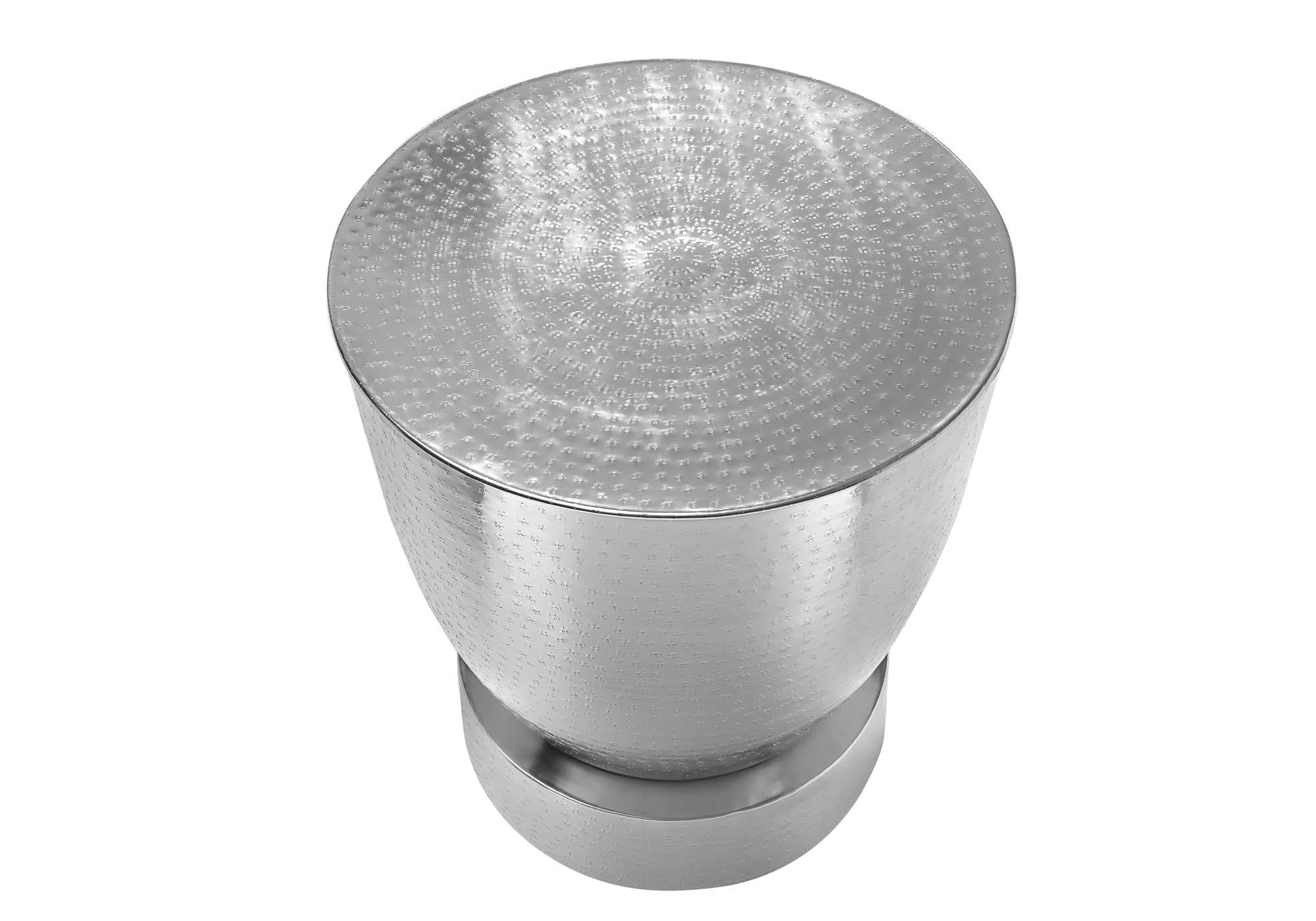 TABLE D'ACCENT - 22"H / BOUT DE TAMBOUR EN FER CHROMÉ
