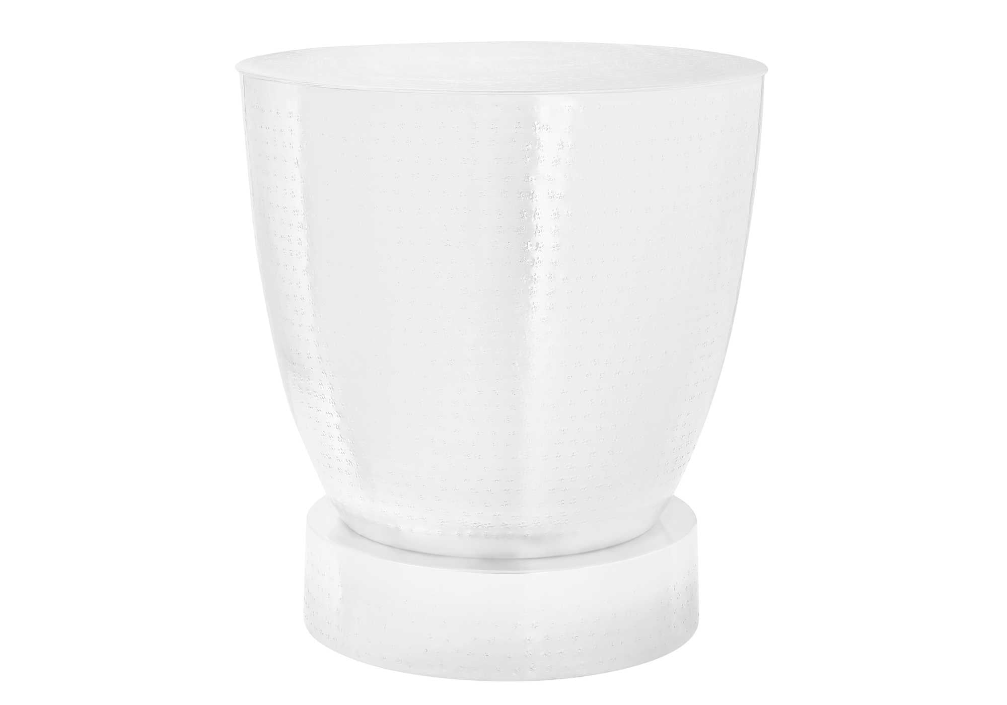 TABLE D'ACCENT - 22"H / BOUT DE TAMBOUR EN FER TEXTURÉ BLANC