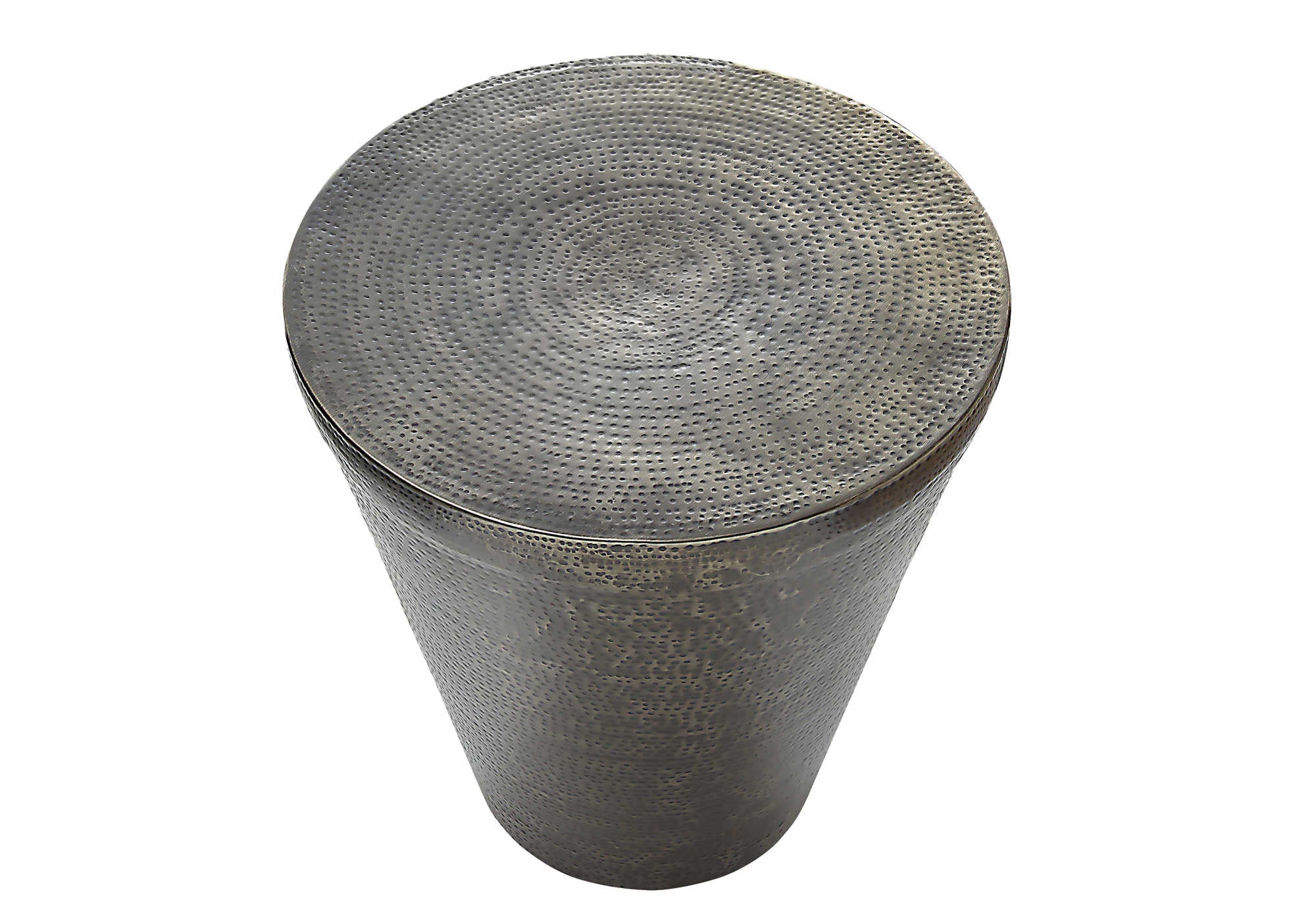 TABLE D'ACCENT - 22"H / BOUT DE TAMBOUR EN FER MÉTAL GRIS ARGENT