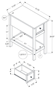 TABLE D'ACCENT - 24"H / BLANC ANTIQUE / PLACAGE ESPRESSO