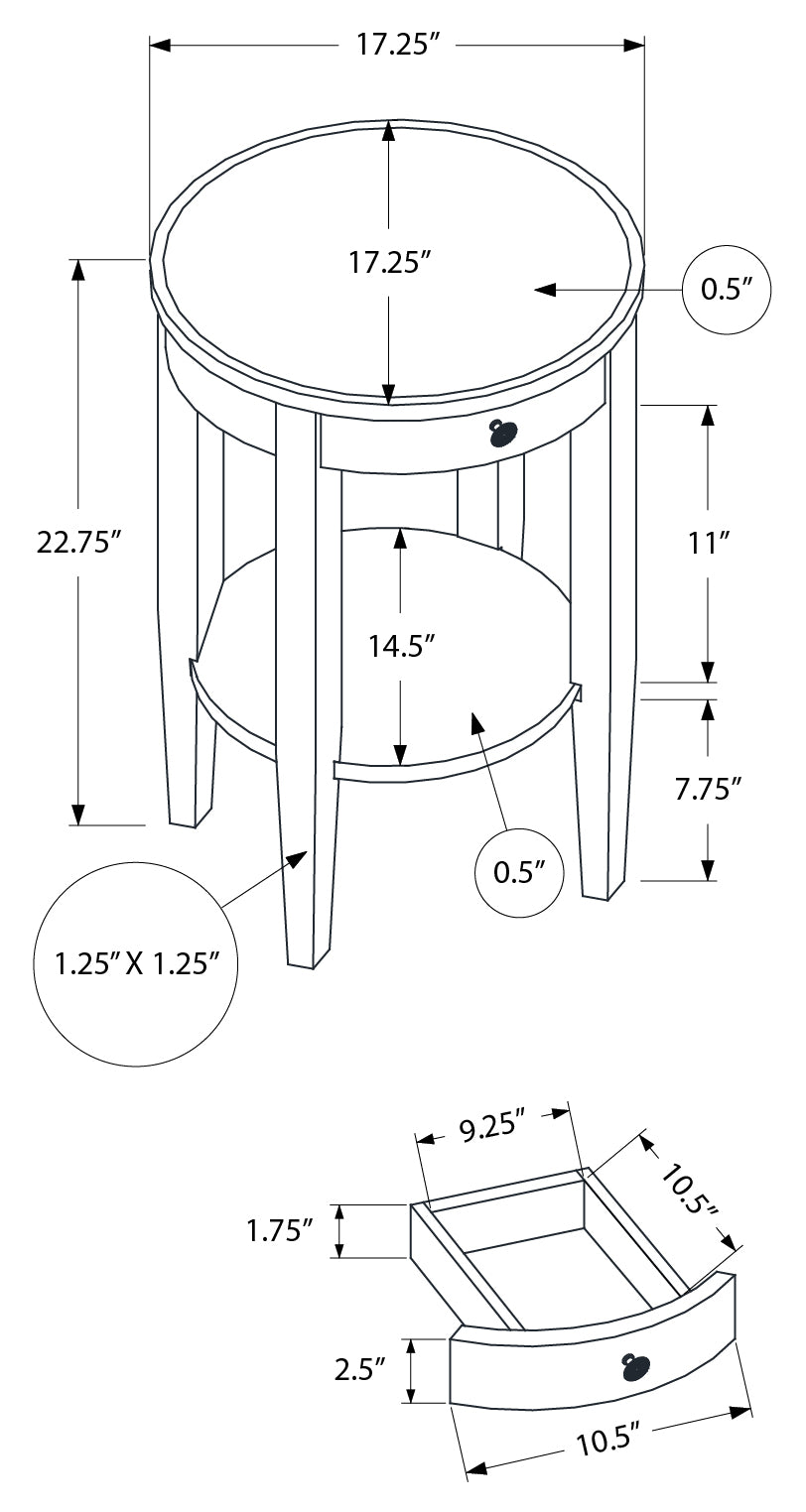 TABLE D'ACCENT - 23"H / TABLE DE BOUT EN PLACAGE ESPRESSO
