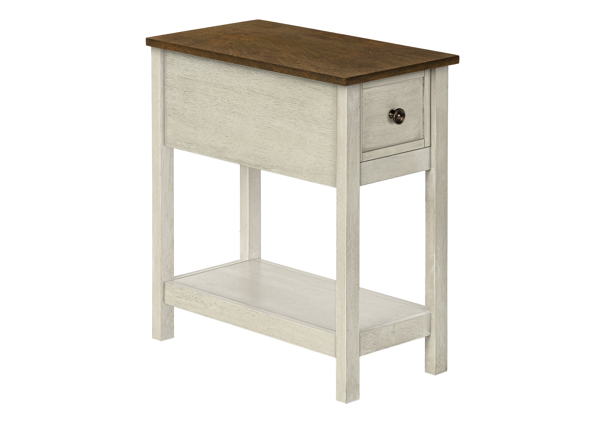 TABLE D'ACCENT - 24"H / BLANC ANTIQUE / PLACAGE ESPRESSO
